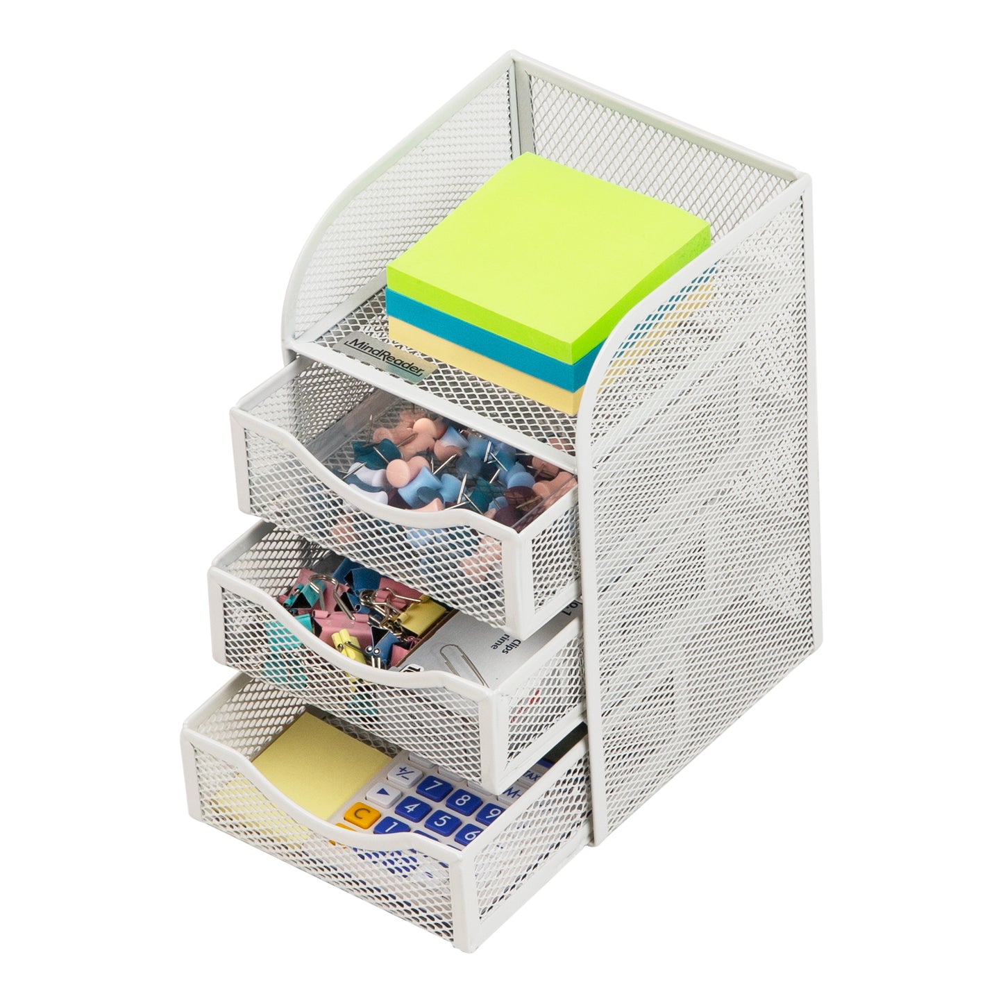 Mind Reader Desktop Accessory Storage, Paper Binder Clip Basket, Workspace, Office, Metal Mesh, 4.75"L x 5"W x 8"H
