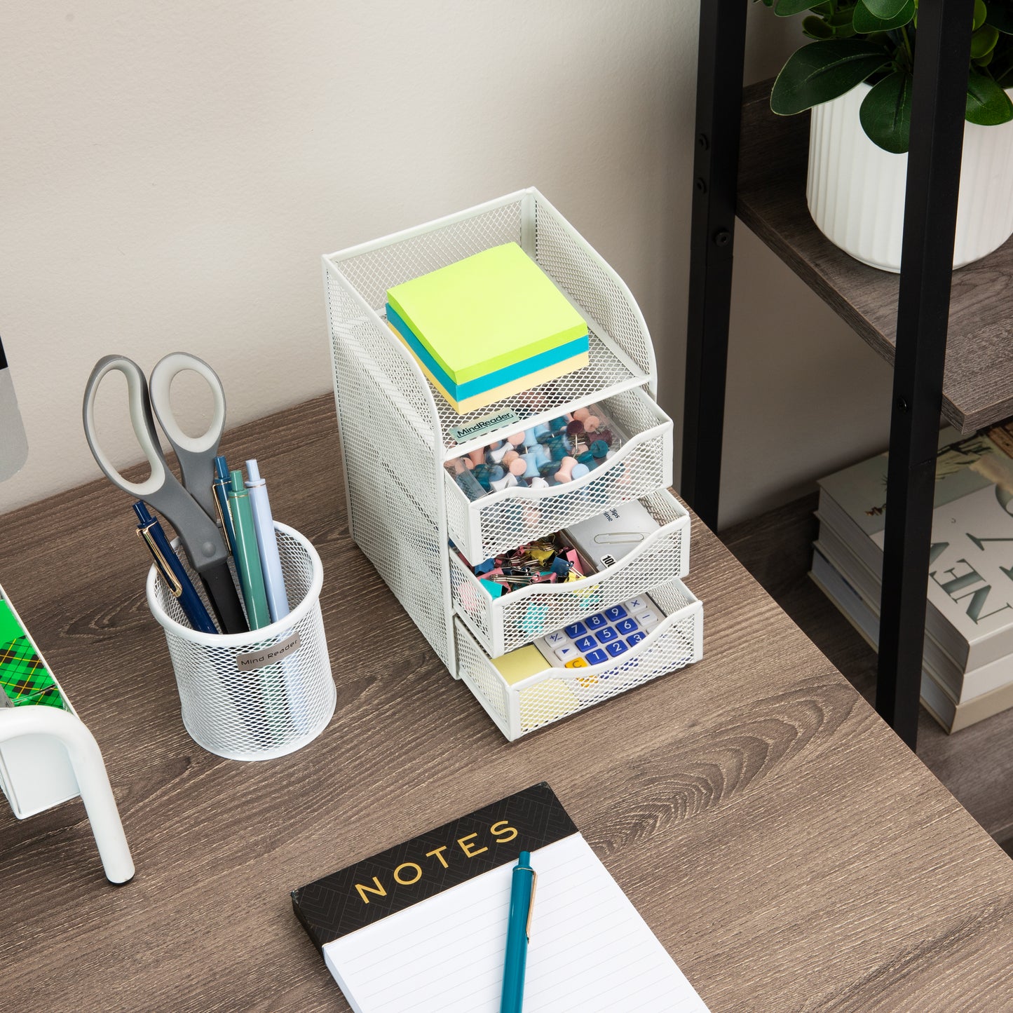 Mind Reader Desktop Accessory Storage, Paper Binder Clip Basket, Workspace, Office, Metal Mesh, 4.75"L x 5"W x 8"H