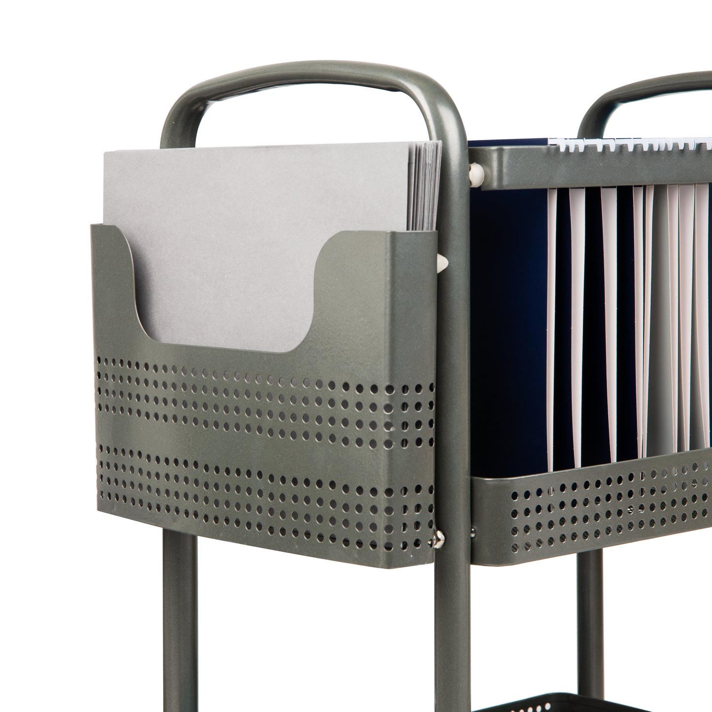 Mind Reader Elevate Collection, Mobile File Cart, Heavy Duty, Office Storage, Multi-Purpose, 360° Omnidirectional Casters, Metal, Silver