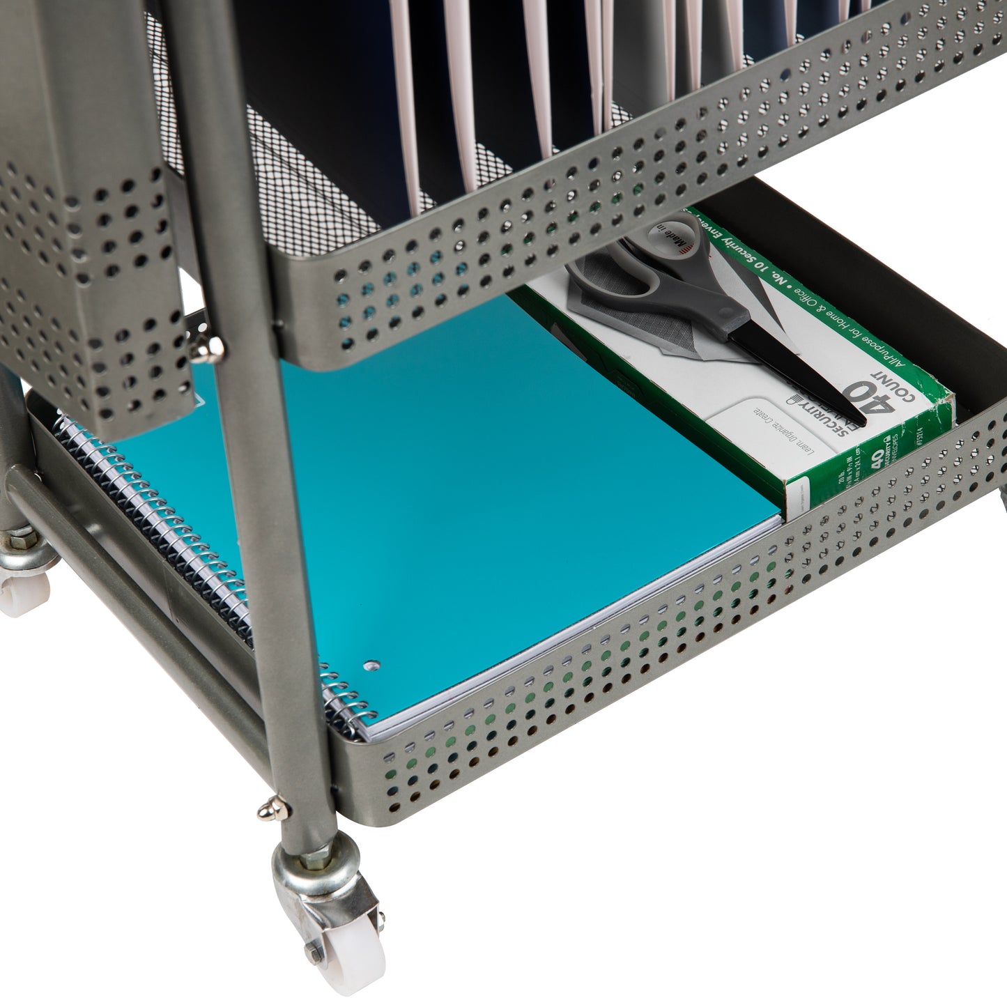 Mind Reader Elevate Collection, Mobile File Cart, Heavy Duty, Office Storage, Multi-Purpose, 360° Omnidirectional Casters, Metal, Silver