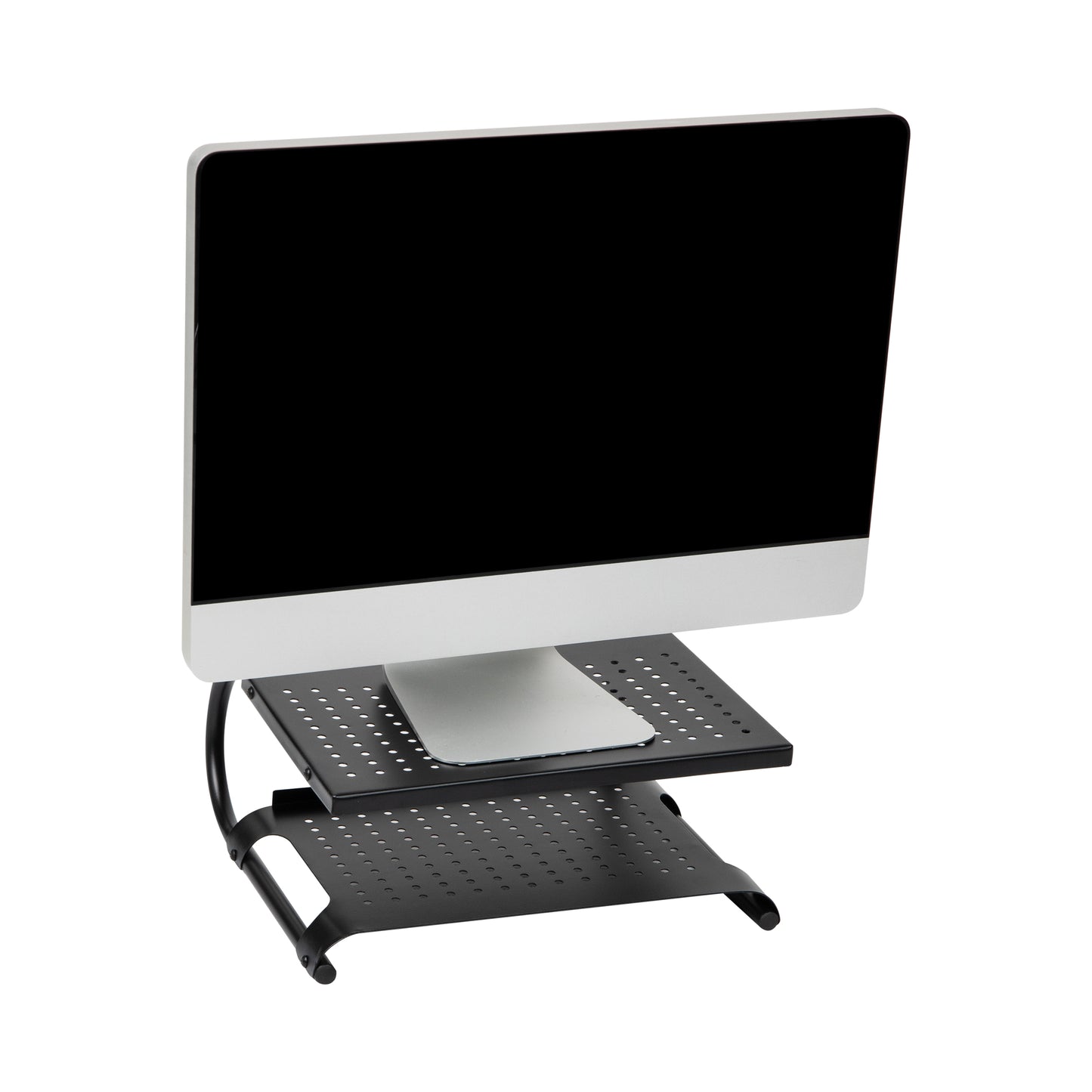 Mind Reader Monitor Stand, Ventilated Laptop Riser, Desktop Organizer, Storage, Office, Metal, 14"L x 12.5"W x 6"H, Black