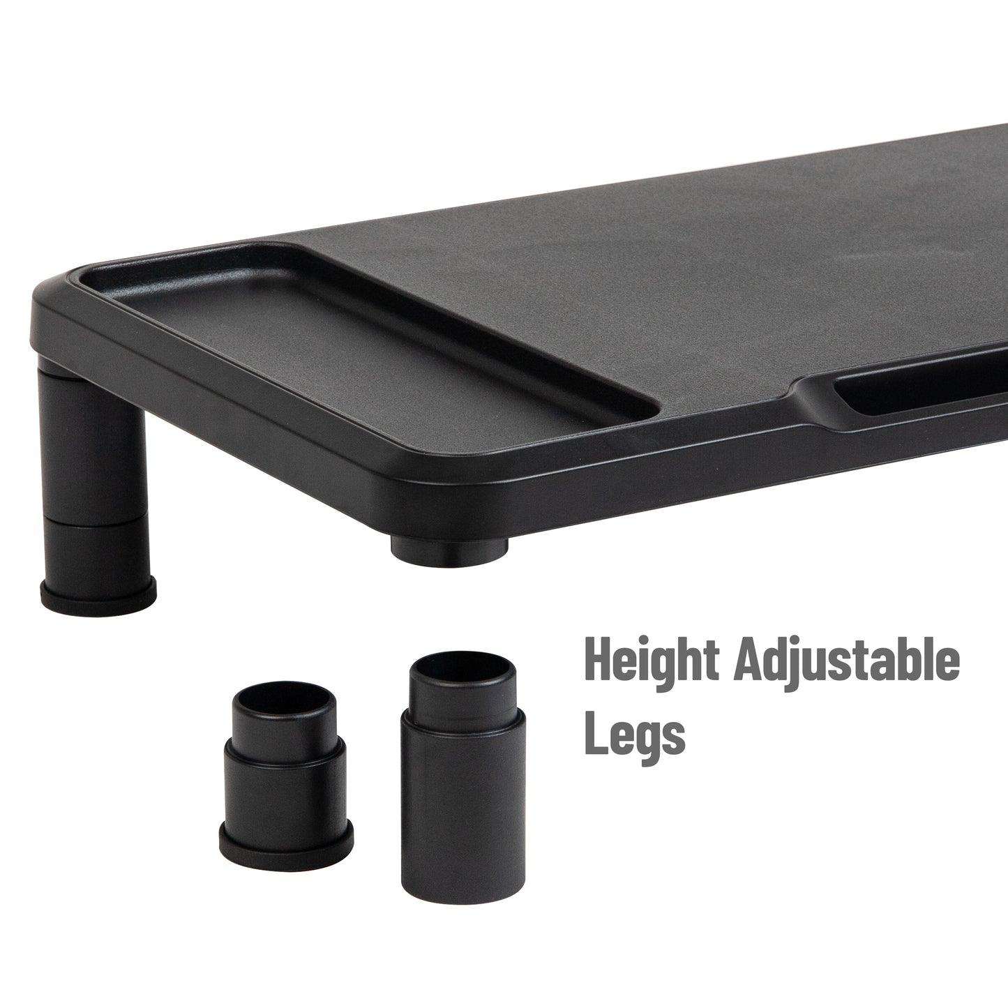Mind Reader Monitor Stand, Laptop Riser, Desktop Organizer, Office, Plastic, 21.75"L x 10.25"W x 4.5"H, Black