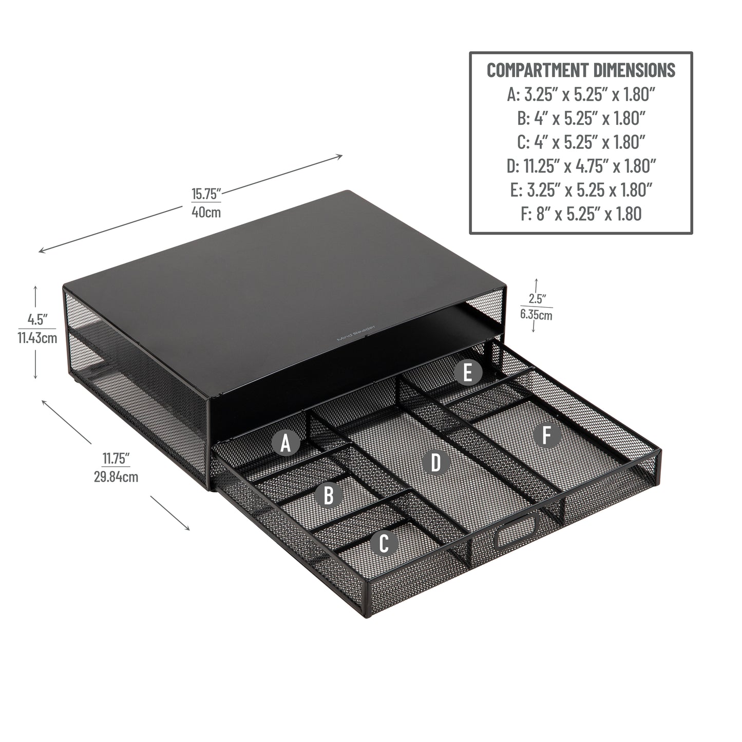 Mind Reader New Employee Starter Kit, Monitor Stand and 25 Pc. Office Supply, Storage, Metal Mesh, 15.75"L x 11.75"W x 4.5"H, Black