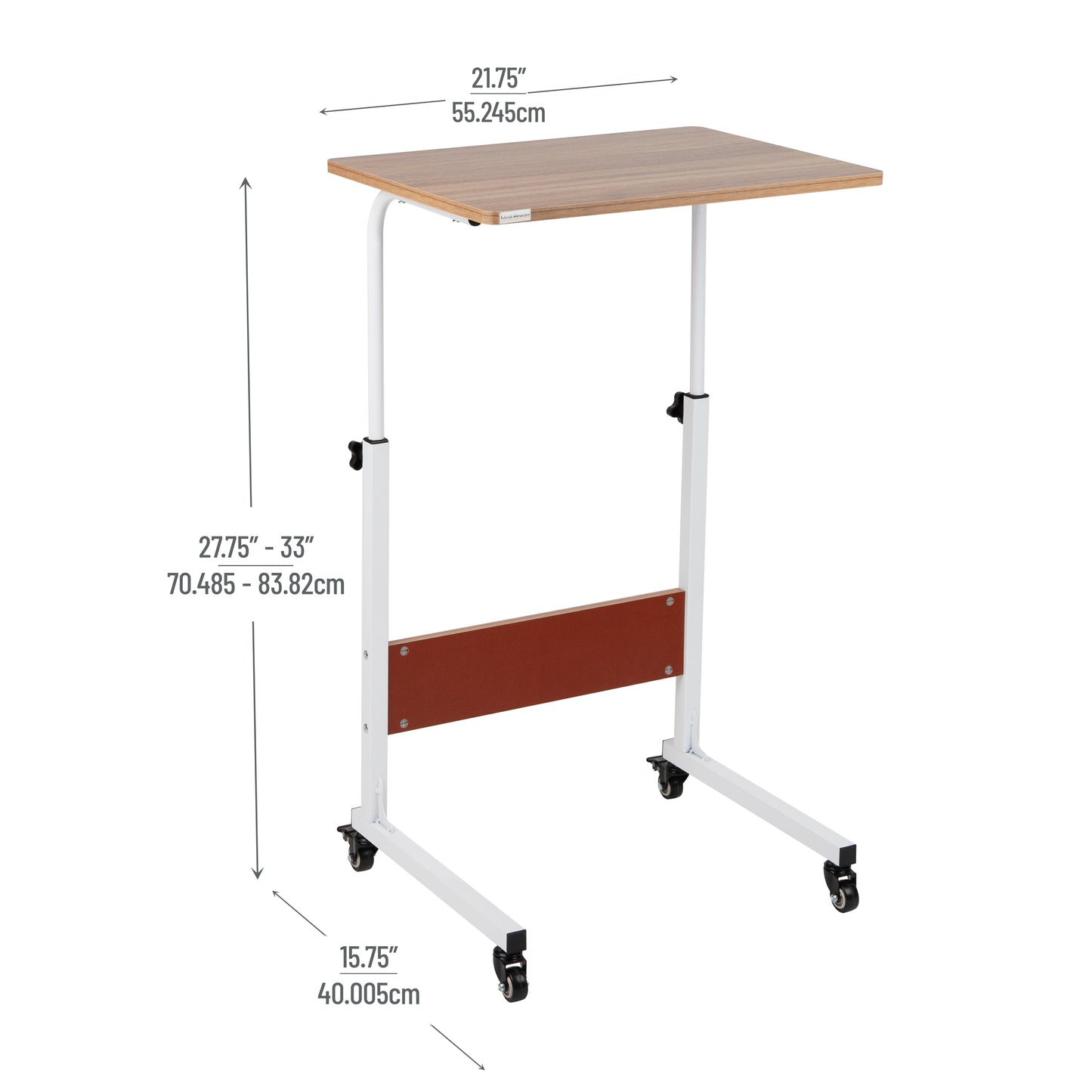 Mind Reader Standing Desk, Laptop Stand, Height Adjustable, Computer Table, Work Table, MDF, 21.75"L x 15.75"W x 33"H, White