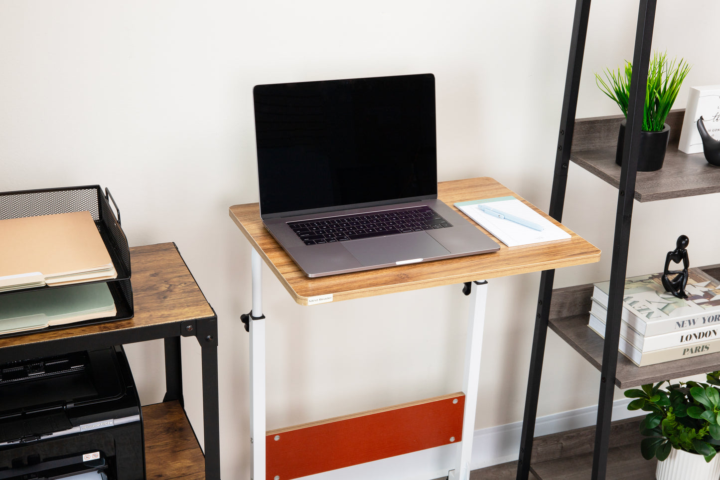 Mind Reader Standing Desk, Adjustable Height, Laptop Workstation, Home Office Computer Table, MDF, Brown