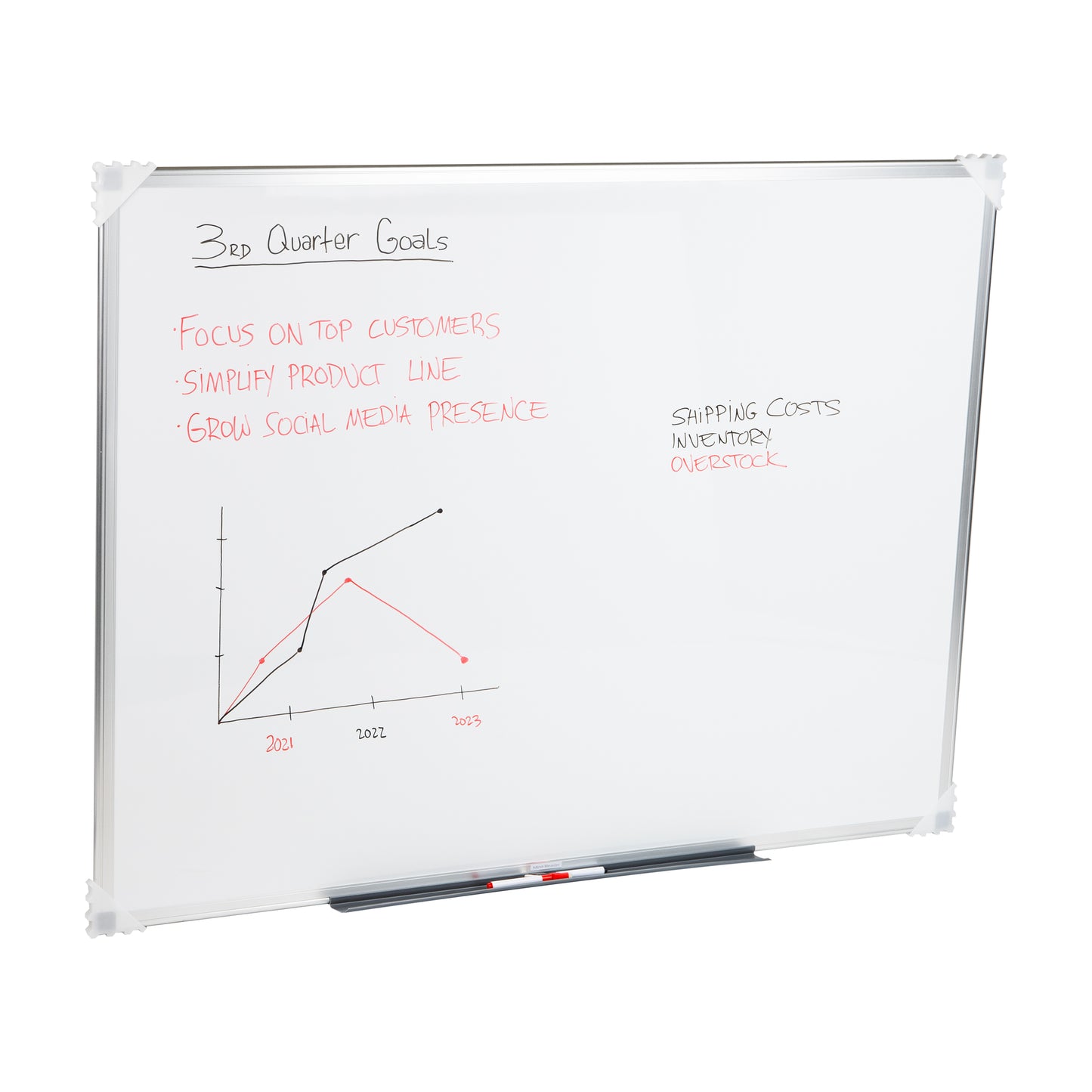 Mind Reader Dry Erase Magnetic White Board, Wall Mount, Eraser Marker Shelf, Planner, Office, 47.75"L x 36"W x .5"D, White