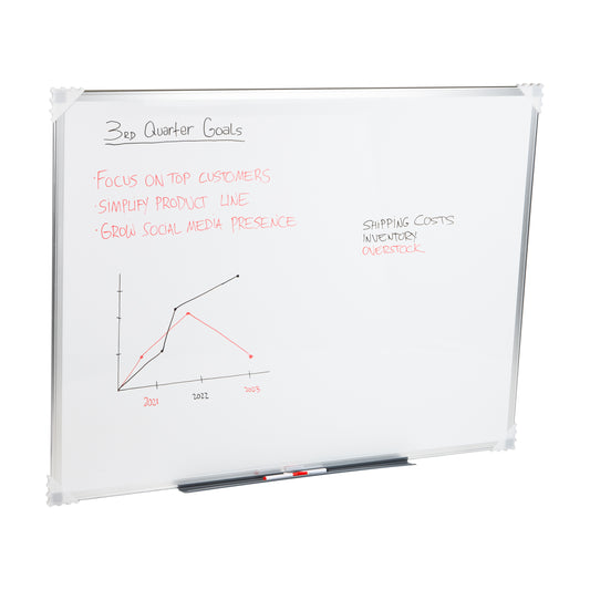 Mind Reader Dry Erase Magnetic White Board, Wall Mount, Eraser Marker Shelf, Planner, Office, 47.75"L x 36"W x .5"D, White