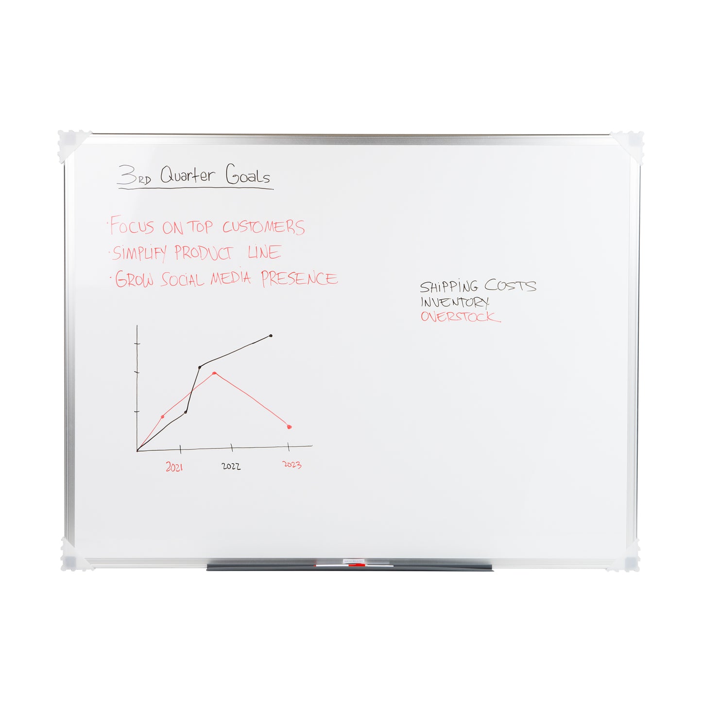 Mind Reader Dry Erase Magnetic White Board, Wall Mount, Eraser Marker Shelf, Planner, Office, 47.75"L x 36"W x .5"D, White