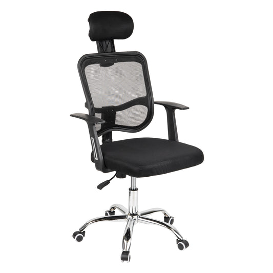 Mind Reader Swivel Office Chair with Headrest, Height Adjustable, Desk Chair, Office, 24"L x 24"W x 42.5-47"H, Black