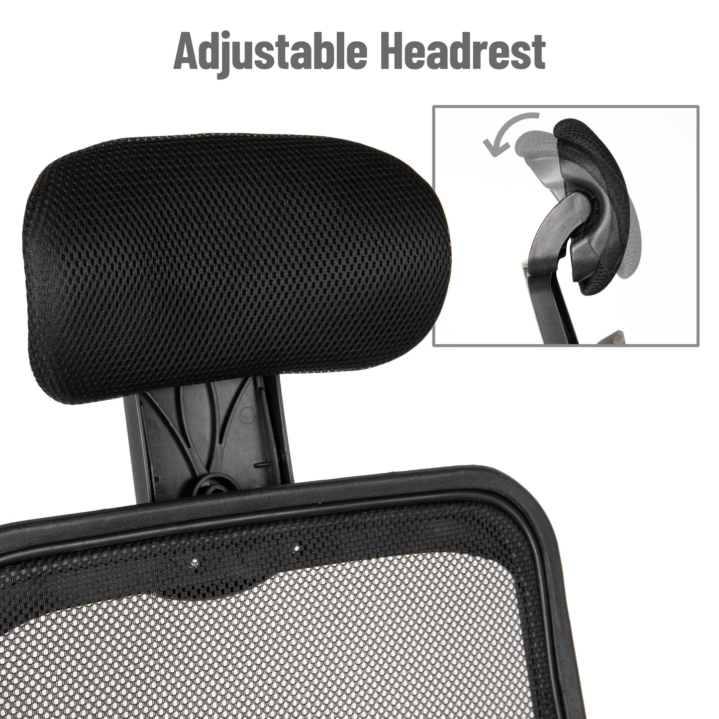 Mind Reader Swivel Office Chair with Headrest, Height Adjustable, Desk Chair, Office, 24"L x 24"W x 42.5-47"H, Black
