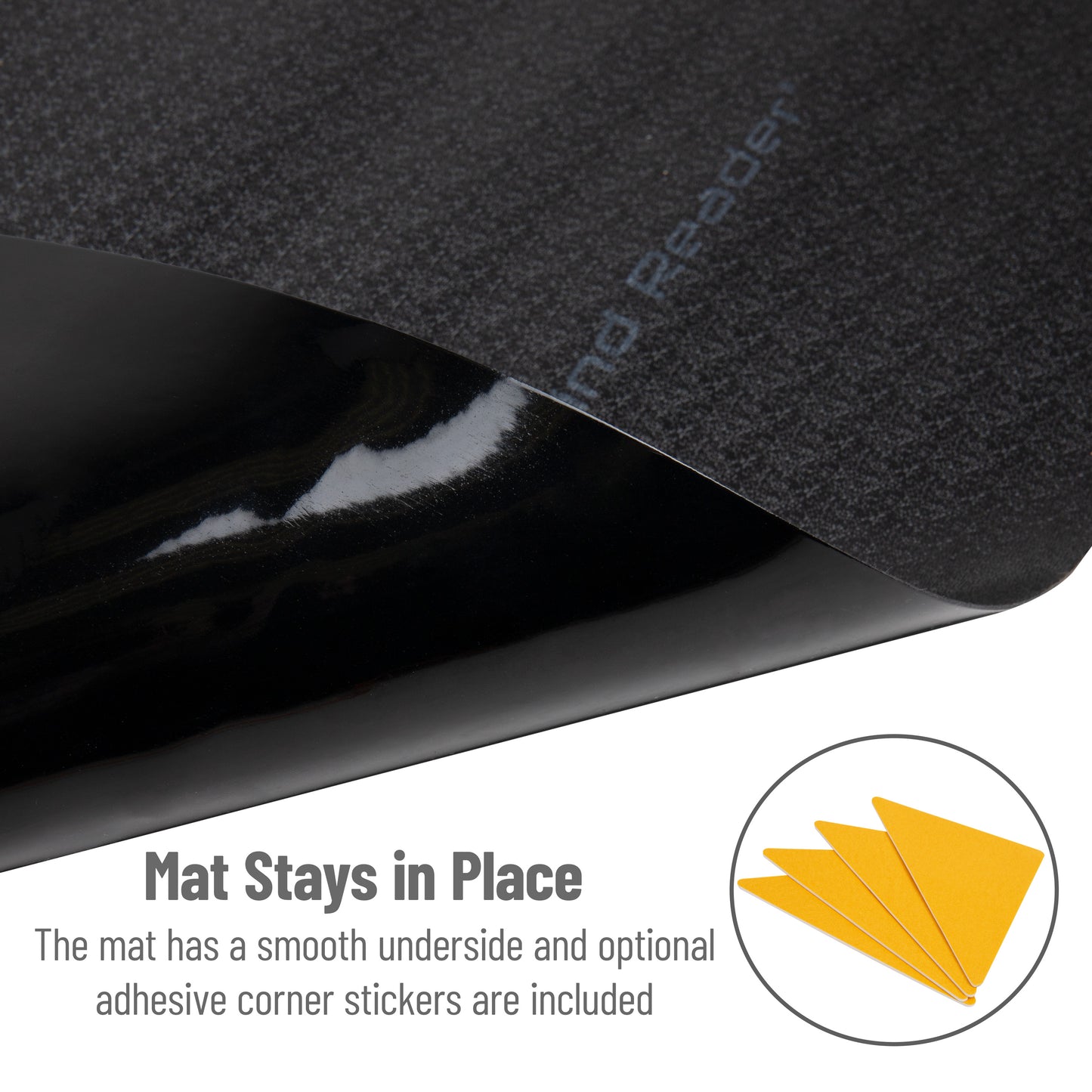 Mind Reader Office Chair Mat for Hardwood Floors, Under Desk Floor Protector, Rolling, PVC, 47.5"L x 35.5"W x 0.1"H, Black