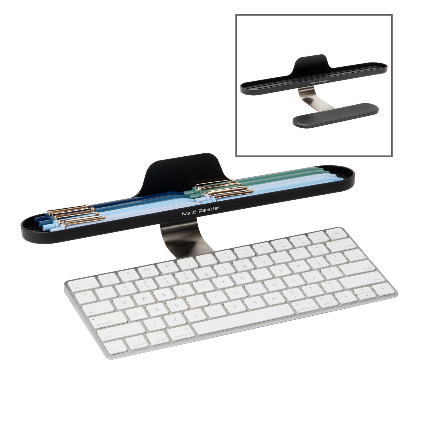 Mind Reader Anchor Collection, Over Keyboard Shelf for Cell Phone, Tablet, Pens and Accessories, Desktop Organizer, Black