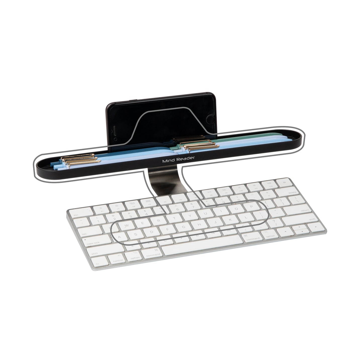 Mind Reader Anchor Collection, Over Keyboard Shelf for Cell Phone, Tablet, Pens and Accessories, Desktop Organizer, Black