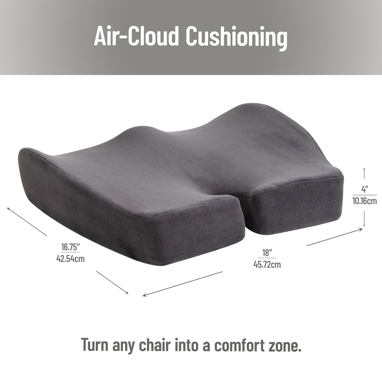Mind Reader Memory Foam Seat Cushion, Ergonomic Pressure Relief for Office, Car, and More, Relieves Hip, Tailbone, Coccyx & Sciatica Pain, 18"L x 16.75"W x 4"H