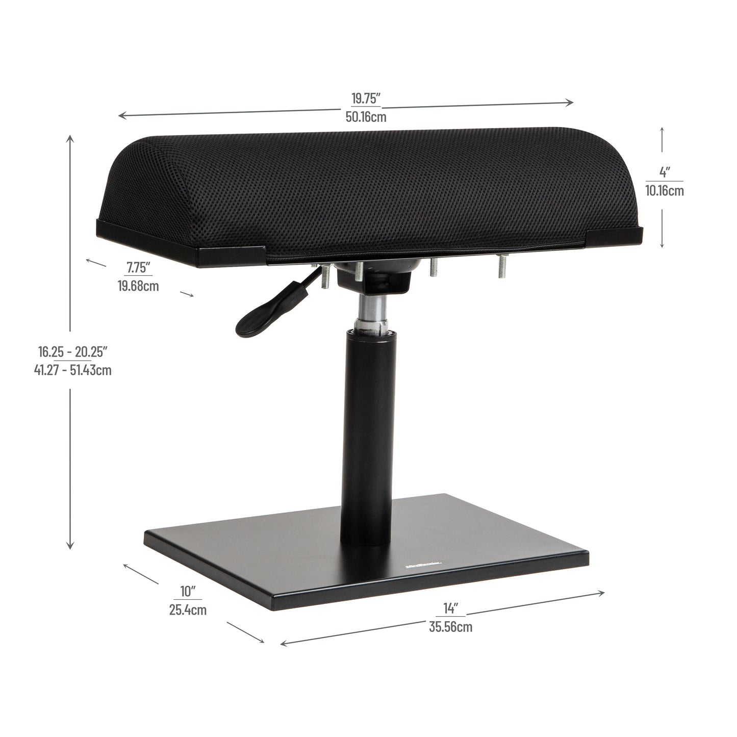 Mind Reader Foot Rest, Under Desk at Work, Ergonomic, Height Adjustable, Office, Foam, 16.75"L x 7.5"W x 3.75"H, Black