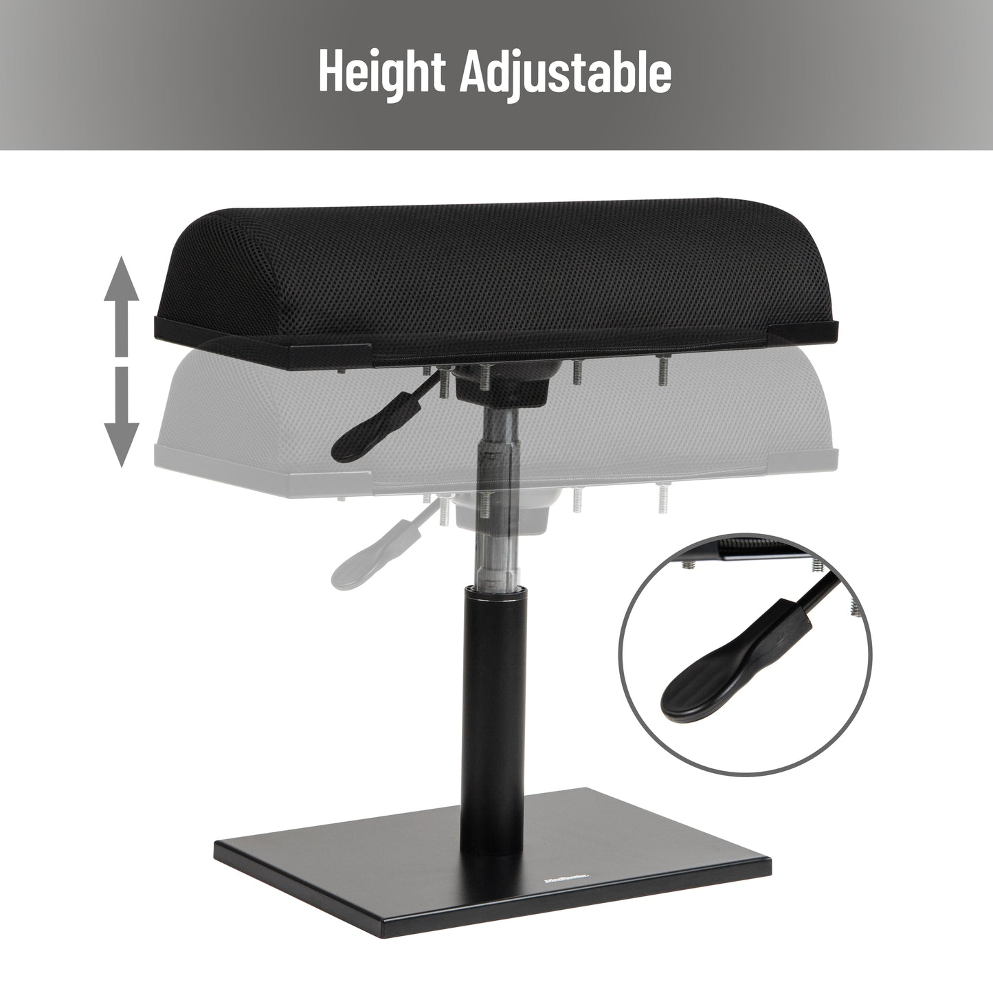 Mind Reader Foot Rest, Under Desk at Work, Ergonomic, Height Adjustable, Office, Foam, 16.75"L x 7.5"W x 3.75"H, Black