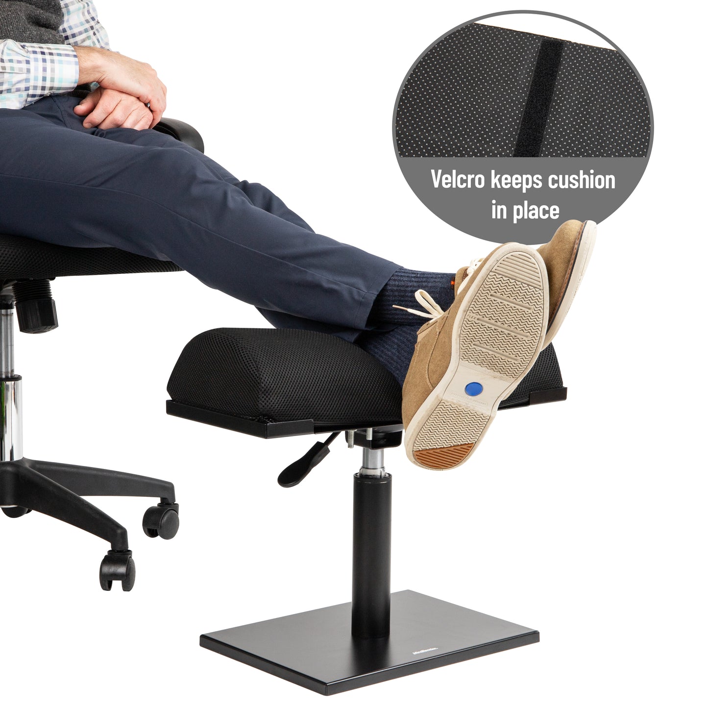 Mind Reader Foot Rest, Under Desk at Work, Ergonomic, Height Adjustable, Office, Foam, 16.75"L x 7.5"W x 3.75"H, Black