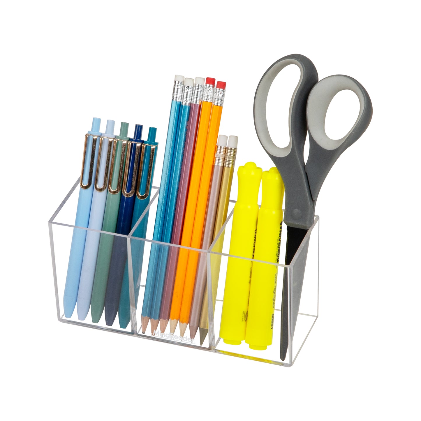 Mind Reader Pen and Accessories Holder, Desktop Organizer, Makeup Organizer, Office, Acrylic, 7"L x 2.5"W x 3.5"H, Set of 3, Clear