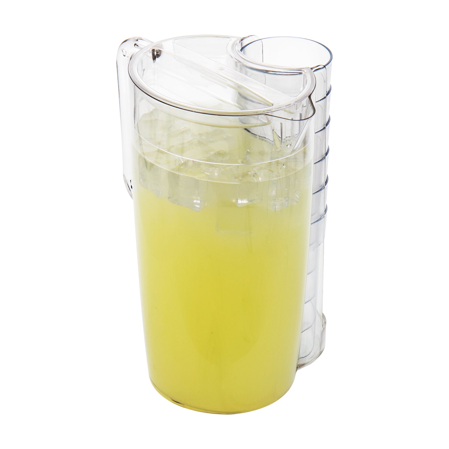 Mind Reader Foundation Collection, Pitcher and Cup Set, 88oz. Pitcher with Built-in Glass Storage, Includes 6 - 10oz. Cups, High-Quality 100% AS Plastic, 6.5"L x 6.5"W x 10.5"H, Clear