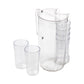 Mind Reader Pitcher and Cup Set, 6 Cups, Drink Pitcher with Lid, Glass Storage, Serving Set, 6.5"L x 6.5"W x 10.5"H, Clear