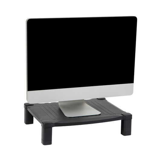 Mind Reader Monitor Stand, Height Adjustable, Desktop Organizer, Laptop Riser, Office, 17.25"L x 13.25"W x 4"H, Black