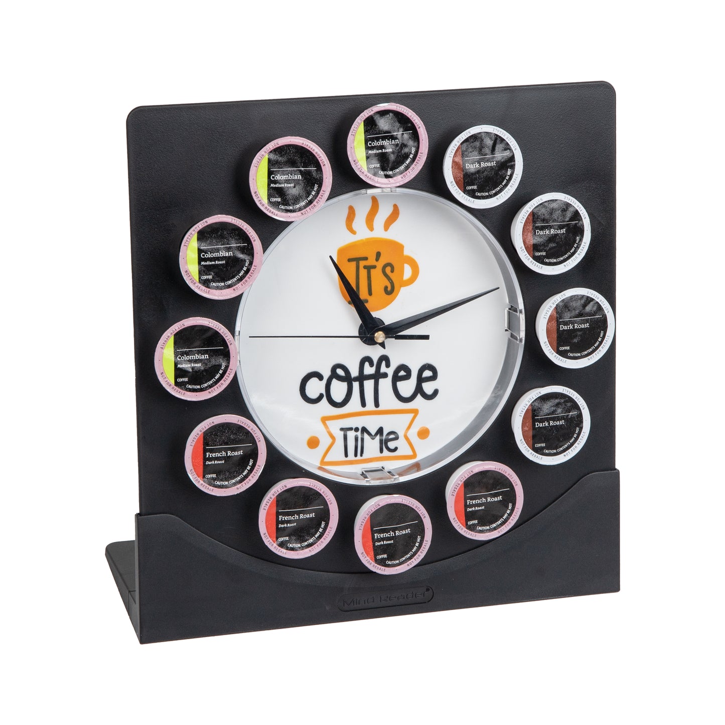 Mind Reader Anchor Collection, Pod Clock, 12 Pod Capacity, Breakroom, Kitchen, Countertop or Wall Mount, Black