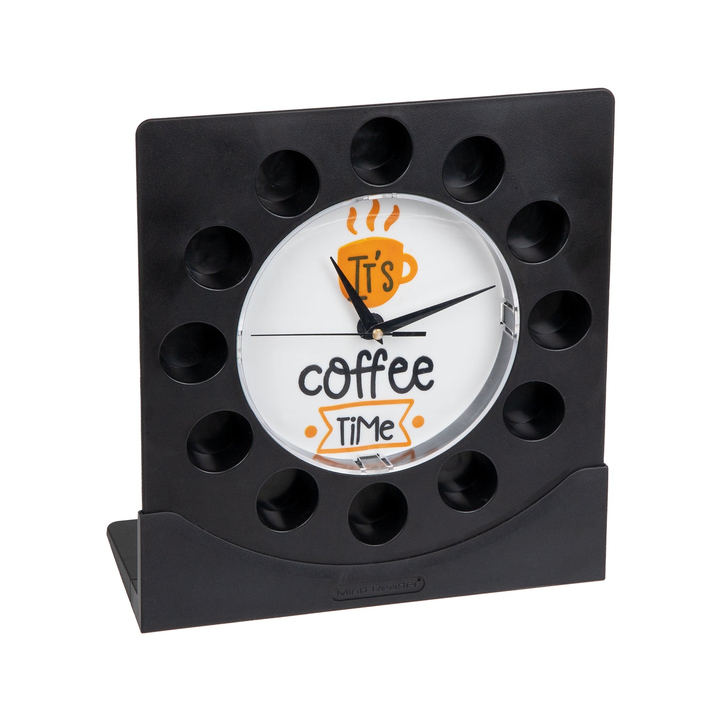 Mind Reader Single Serve Coffee Pod Clock, 12 Pod Capacity, Countertop or Wall Mount, 12.5"L x 4.25"W x 12.25"H, Black