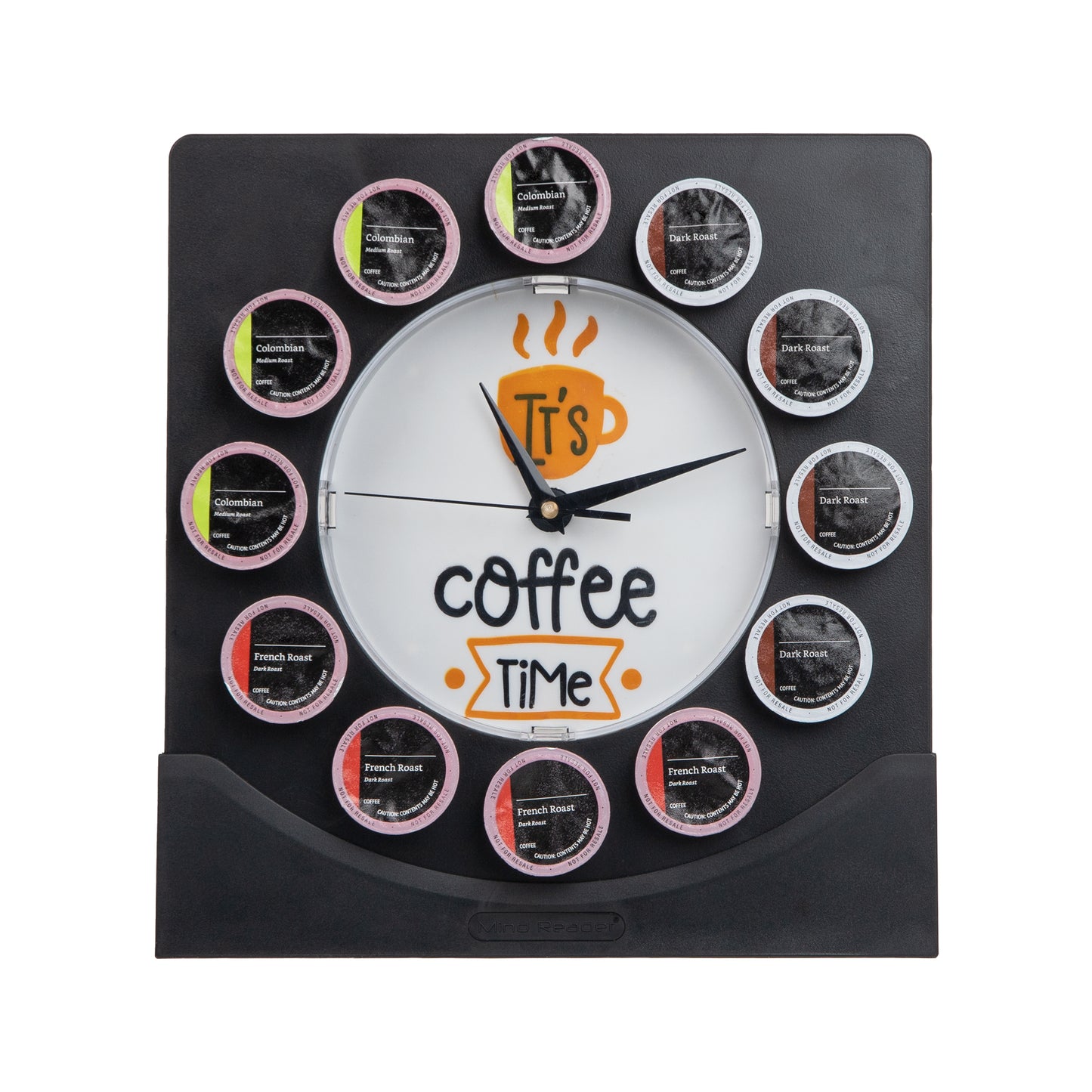 Mind Reader Anchor Collection, Pod Clock, 12 Pod Capacity, Breakroom, Kitchen, Countertop or Wall Mount, Black