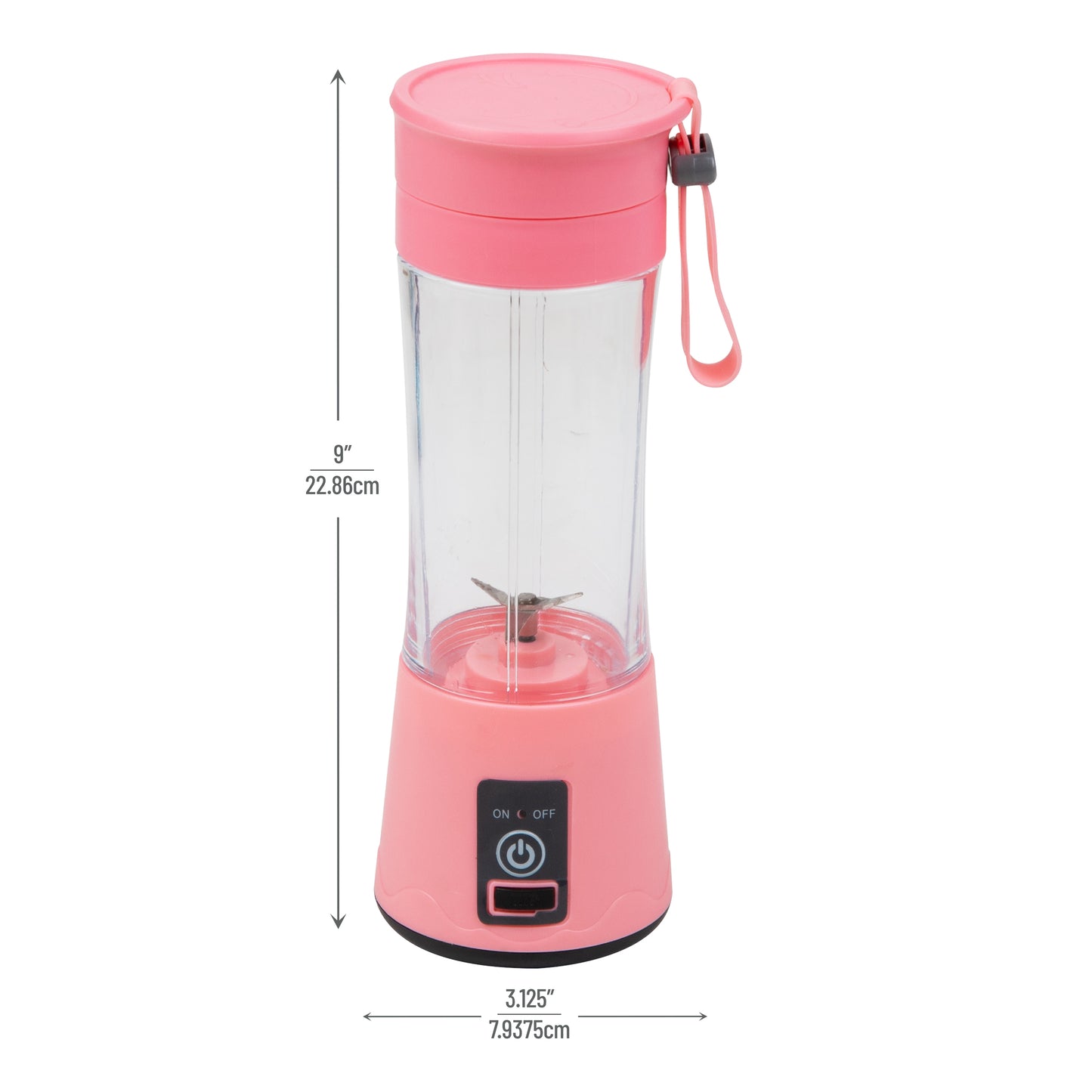 Mind Reader Blender, Rechargeable Personal Juicer, USB-Powered, Portable, Handheld, Smoothie, 3.125"L x 3.125"W x 9"H, Pink