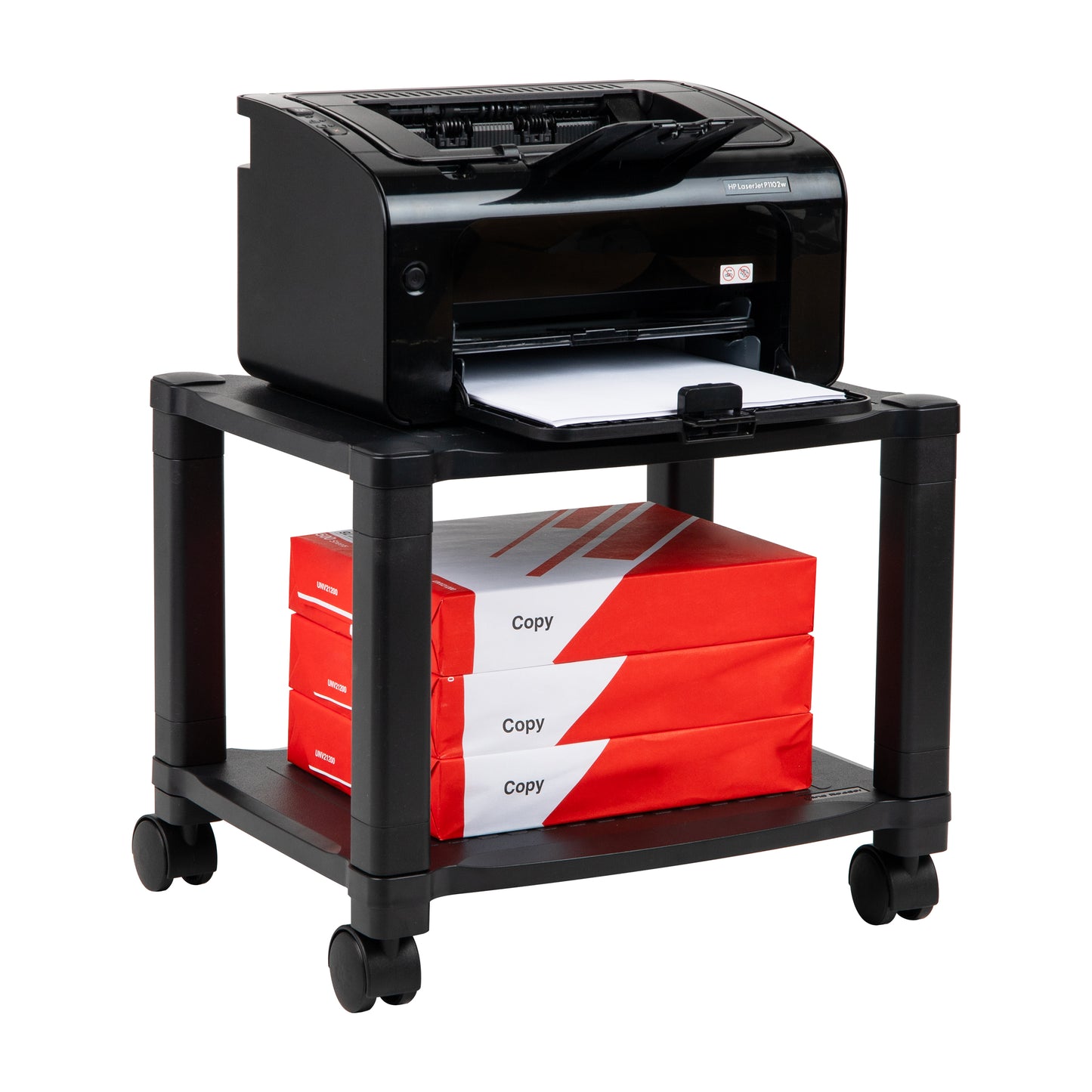 Mind Reader Rolling Printer Cart, Utility Cart, Printer Stand, Under Desk Storage, Office, 17.25"L x 13.5"W x 14.25"H, Black