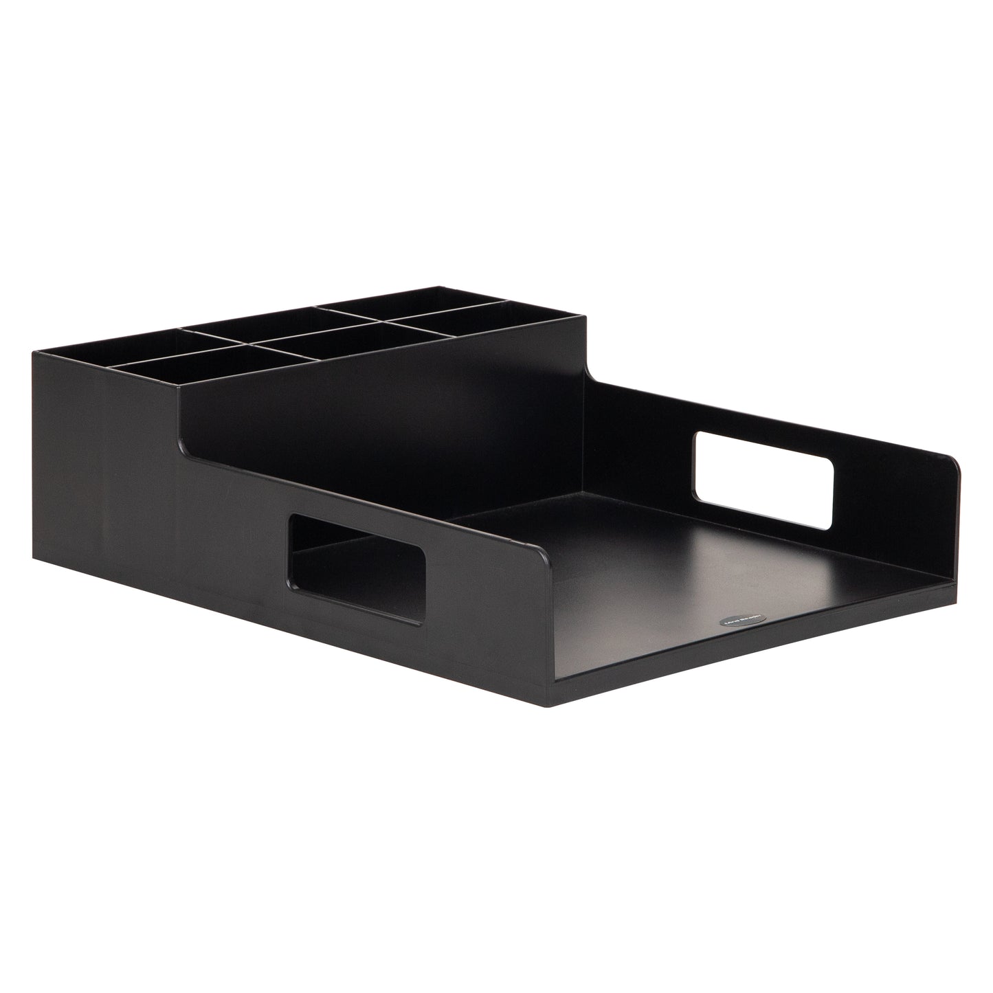 Mind Reader Utensil Napkin & Plate Holder, Silverware Organizer, Serving Tray, Black