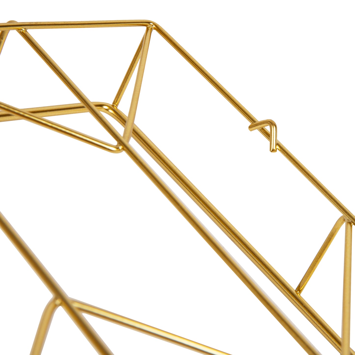 Mind Reader Gold Geometric Paper Tray, Modern Organizer for Documents, Folders, and Office Supplies, Durable and Stylish, Metal, 10"L x 12.25"W x 2"H, Gold