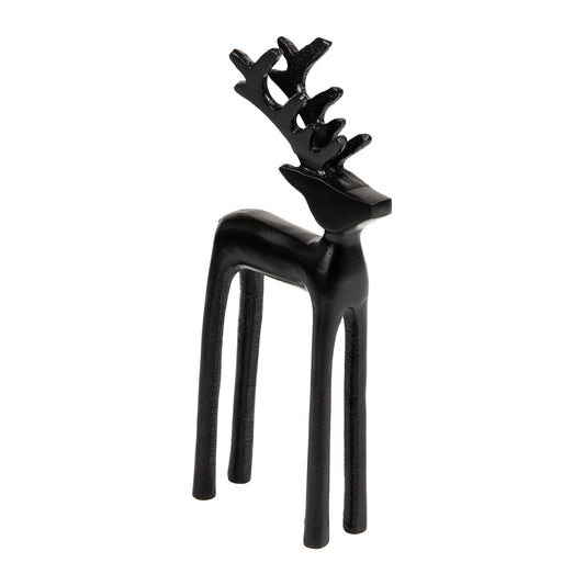 Mind Reader Modern Metal Reindeer Figurine, Sleek Aluminum Winter Holiday Decor, Rustic Contemporary Accent, Black