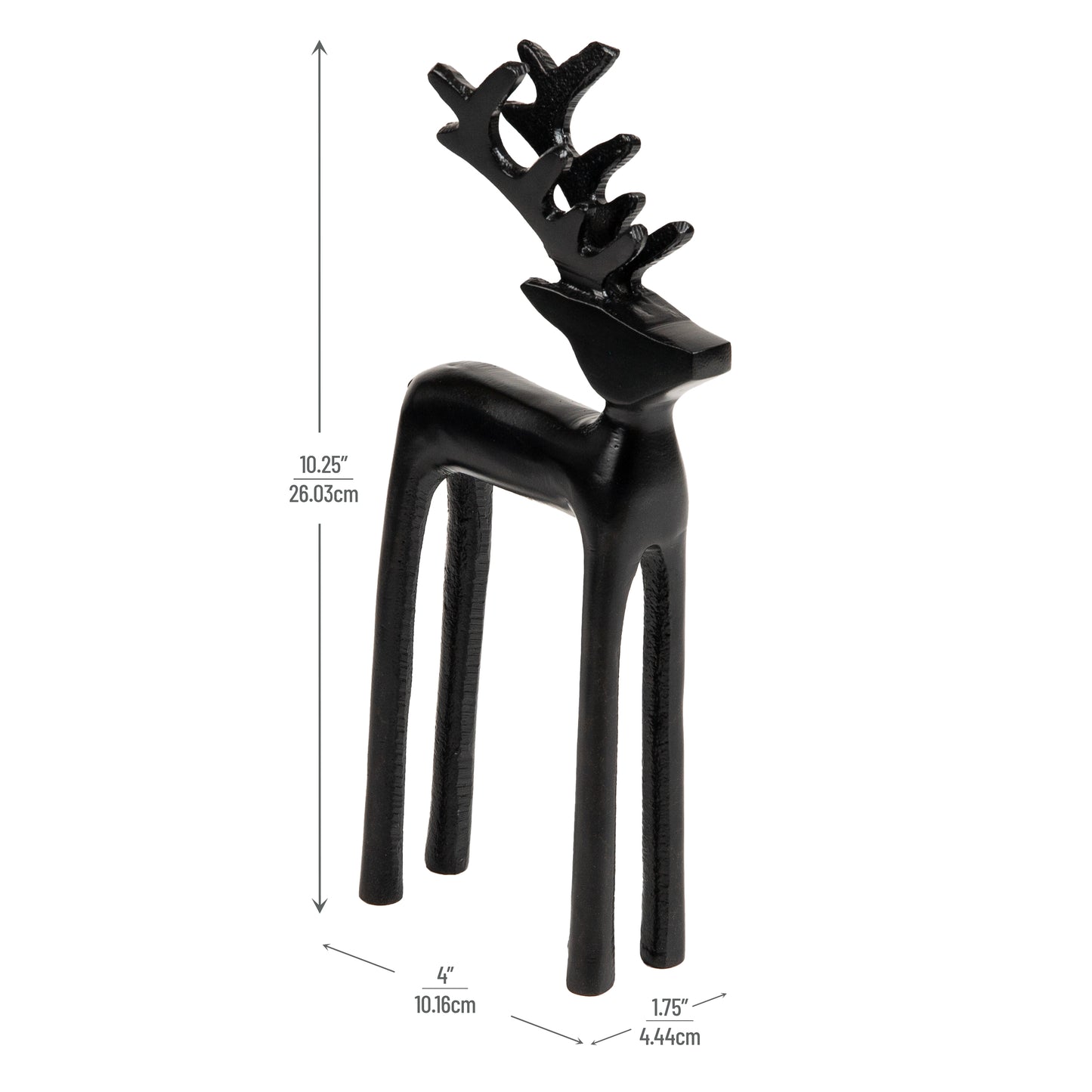 Mind Reader Modern Metal Reindeer Figurine, Sleek Aluminum Winter Holiday Decor, Rustic Contemporary Accent, Black