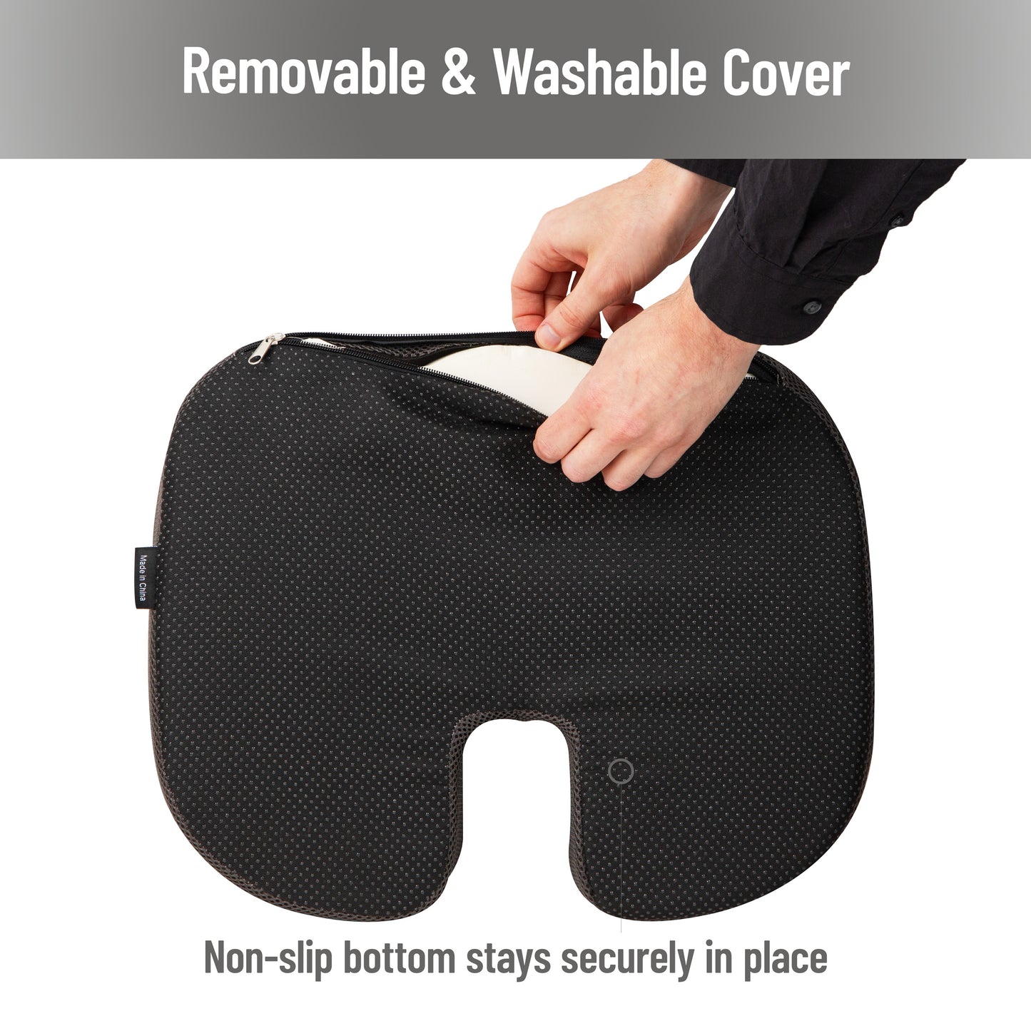 Mind Reader Memory Foam Seat Cushion with Air-Cloud Technology, Ergonomic Pressure Relief for Office Chair, Car, or Wheelchair, Sciatica, Coccyx, Tailbone & Hip Pain Support, Office, Memory Foam, 18"L x 13.5"W x 2.75"H