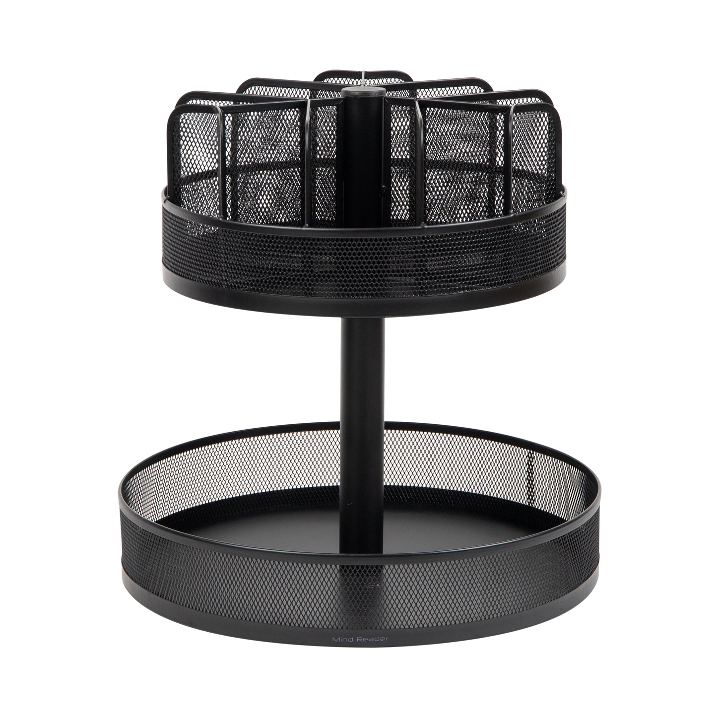 Mind Reader Network Collection, 2-Tier Granola Bar and Snack Carousel, Lazy Susan, Countertop Organizer, Breakroom, Metal Mesh, Black