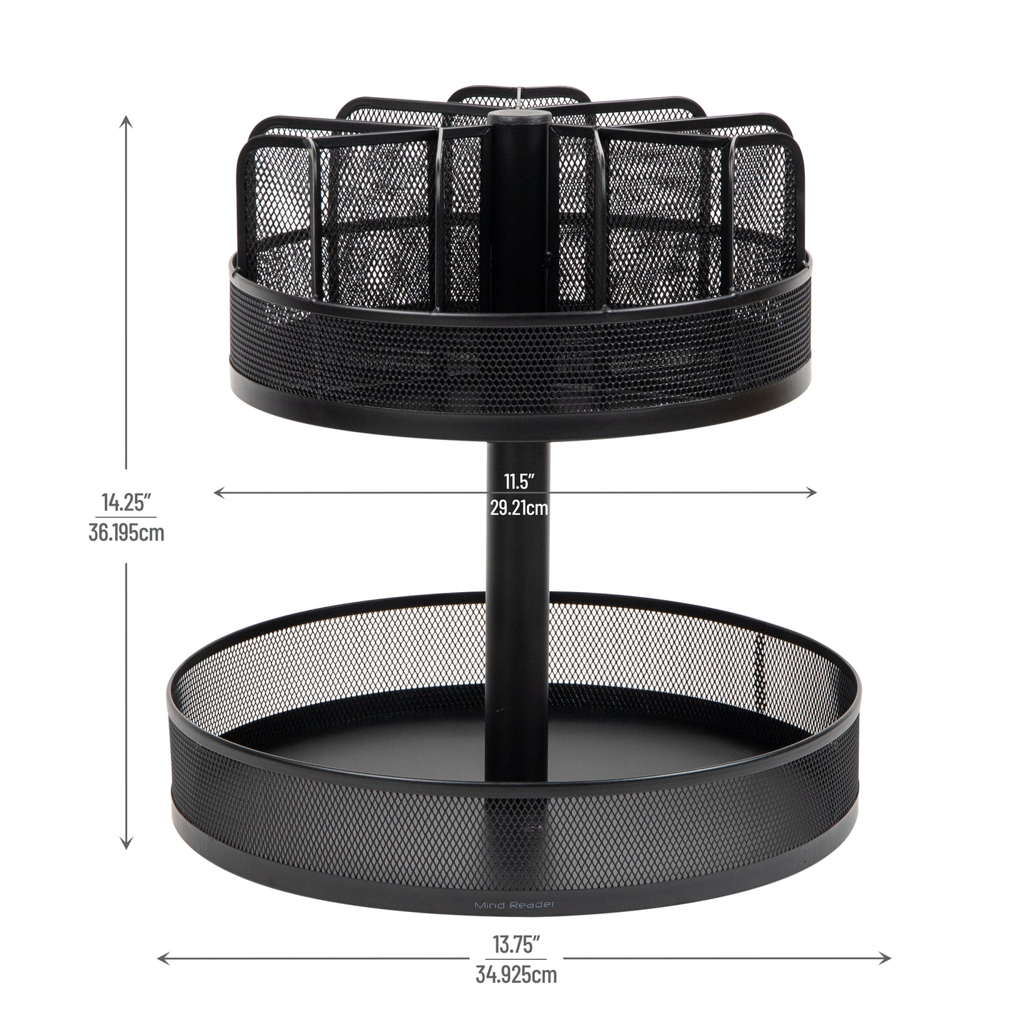 Mind Reader Network Collection, 2-Tier Granola Bar and Snack Carousel, Lazy Susan, Countertop Organizer, Breakroom, Metal Mesh, Black