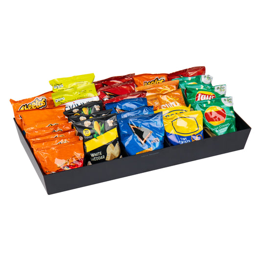 Mind Reader Snack Tray, Countertop Organizer, Snack Tray, Condiment Holder, Breakroom, Kitchen, 24"L x 12"W x 3.25"H, Black