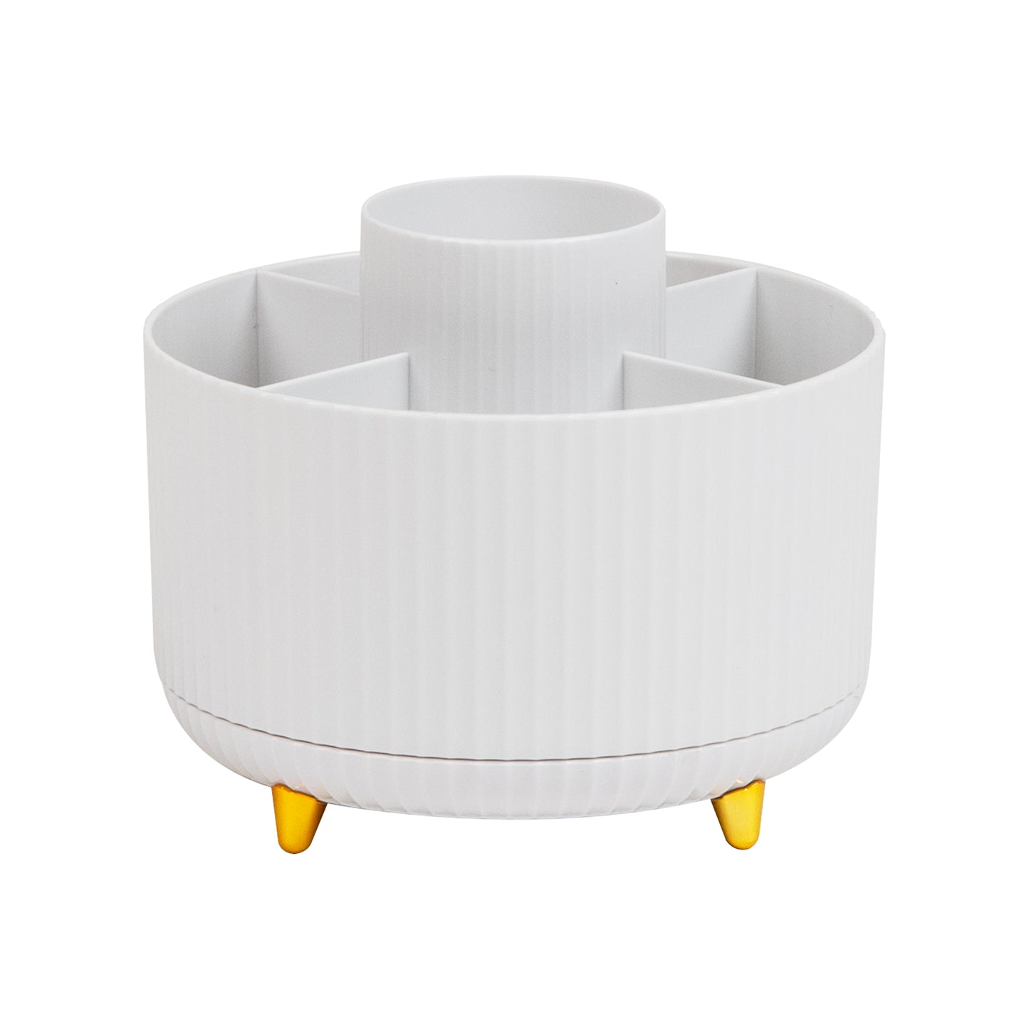 Mind Reader Rotating Pen Cup, 5-Compartment Accessory Holder for Desk Supplies, Desktop Organizer, Plastic, 5.75"L x 5.75"W x 4.75"H