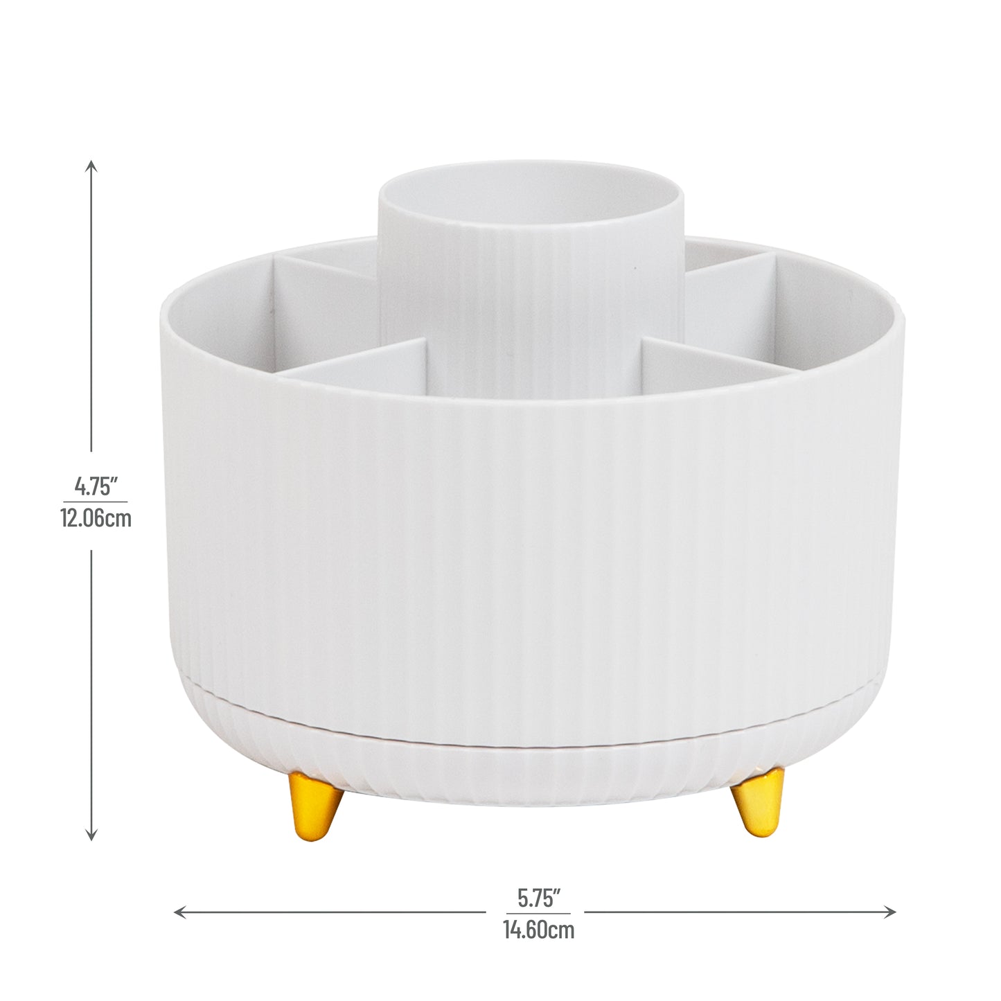 Mind Reader Rotating Pen Cup, 5-Compartment Accessory Holder for Desk Supplies, Desktop Organizer, Plastic, 5.75"L x 5.75"W x 4.75"H