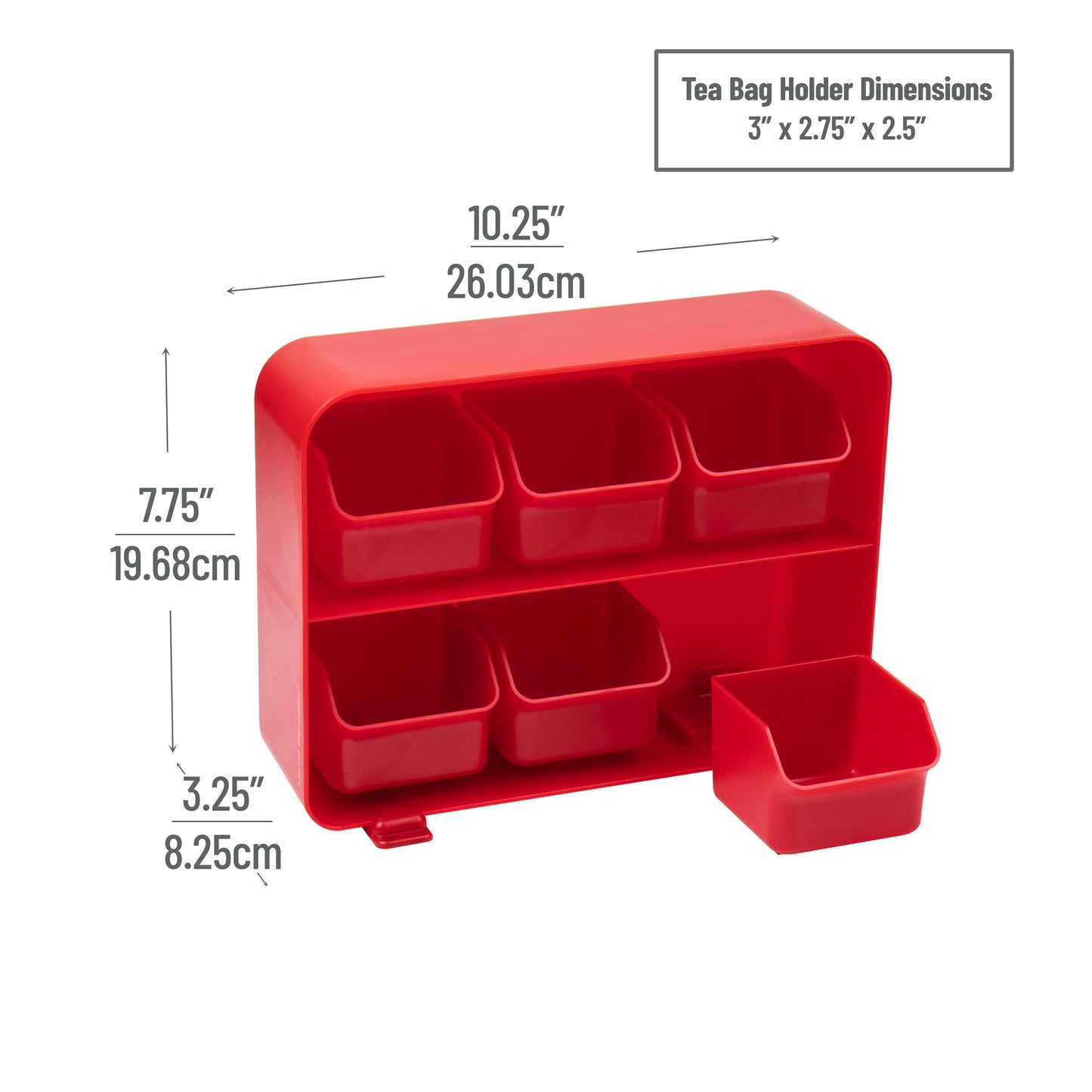 Mind Reader Tea Bag Organizer, Tea Station Organizer, Countertop Storage, Kitchen, Plastic, 10.25"L x 3.25"W x 7.75"H, Black