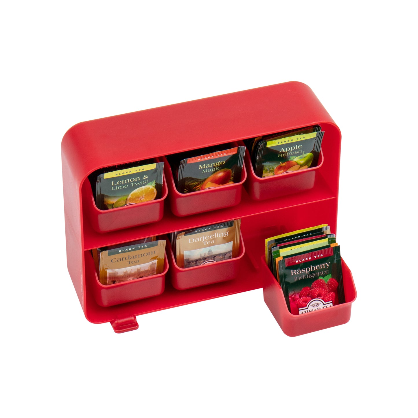 Mind Reader Tea Bag Organizer, Tea Station Organizer, Countertop Storage, Kitchen, Plastic, 10.25"L x 3.25"W x 7.75"H, Black