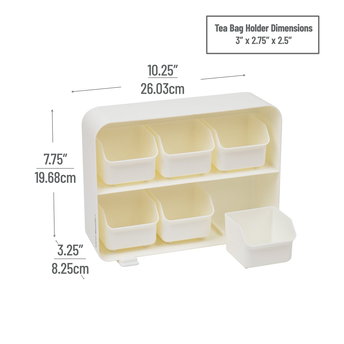 Mind Reader Tea Bag Organizer, Tea Station Organizer, Countertop Storage, Kitchen, Plastic, 10.25"L x 3.25"W x 7.75"H, Black