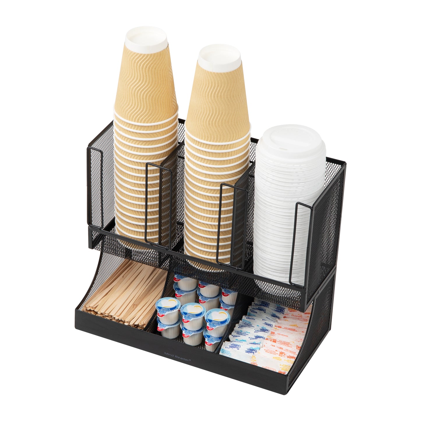 Mind Reader Multipurpose Countertop Organizer, Office Breakroom and Desktop Storage, Metal Mesh, Black
