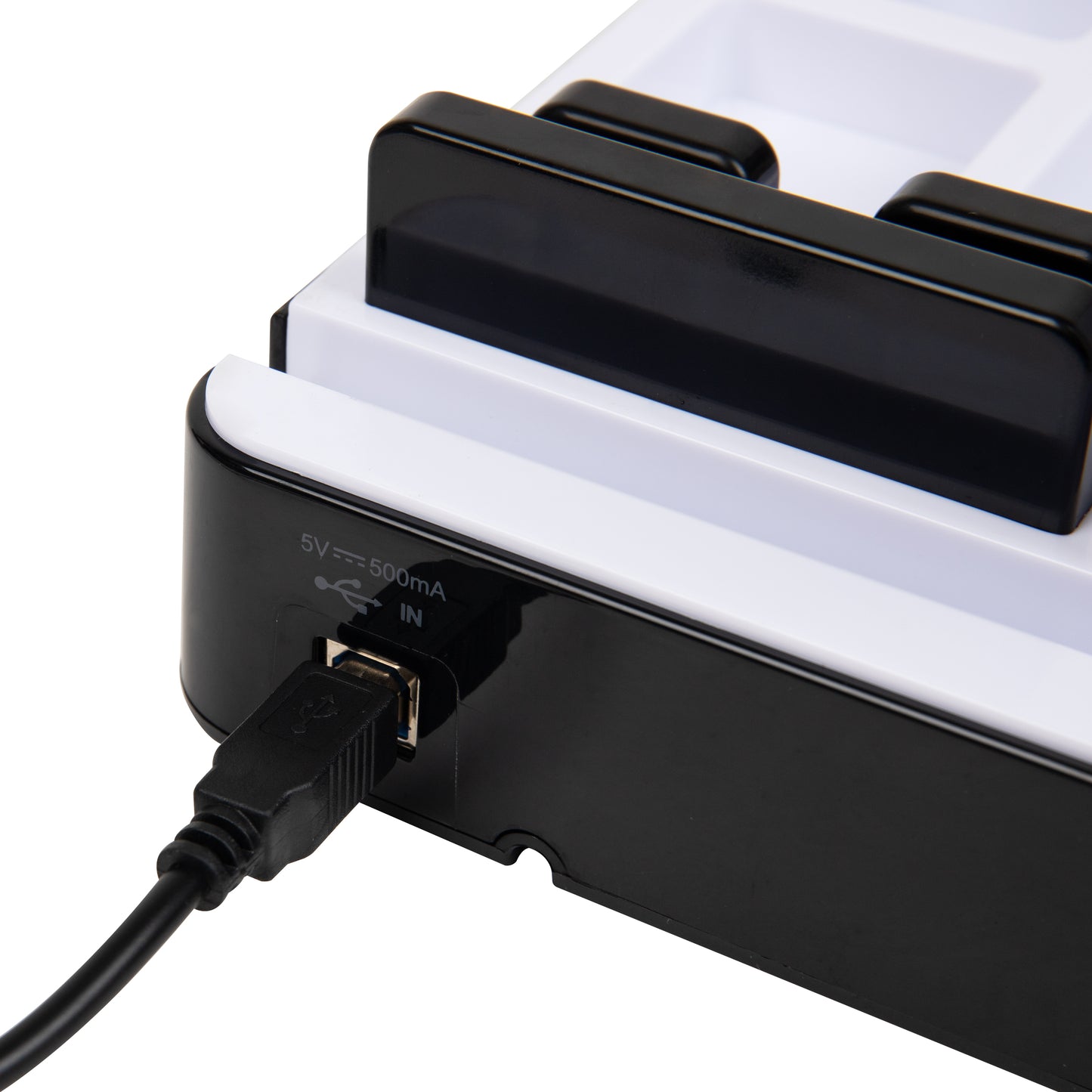Mind Reader Foundation Collection, Portable Charging Station, 8-Compartment Desktop Organizer, Black and White