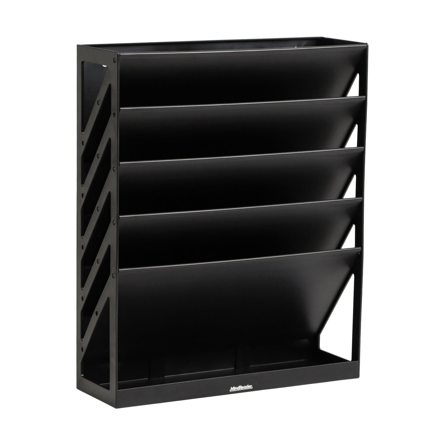 Mind Reader 5-Tier Vertical File Storage, Desktop Organizer, Wall Mount, Office, Plastic, 13"L x 4.25"W x 16"H