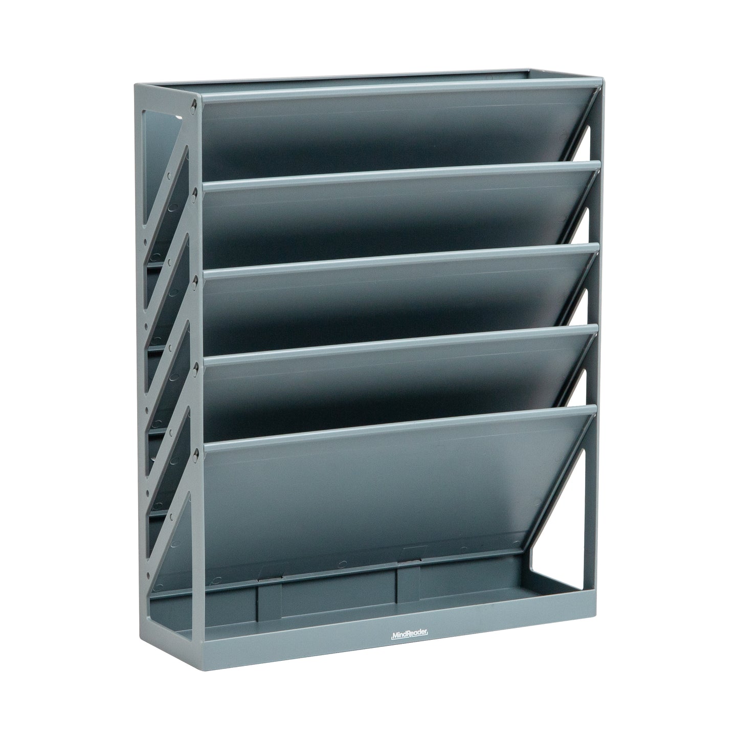 Mind Reader 5-Tier Vertical File Storage, Desktop Organizer, Wall Mount, Office, Plastic, 13"L x 4.25"W x 16"H