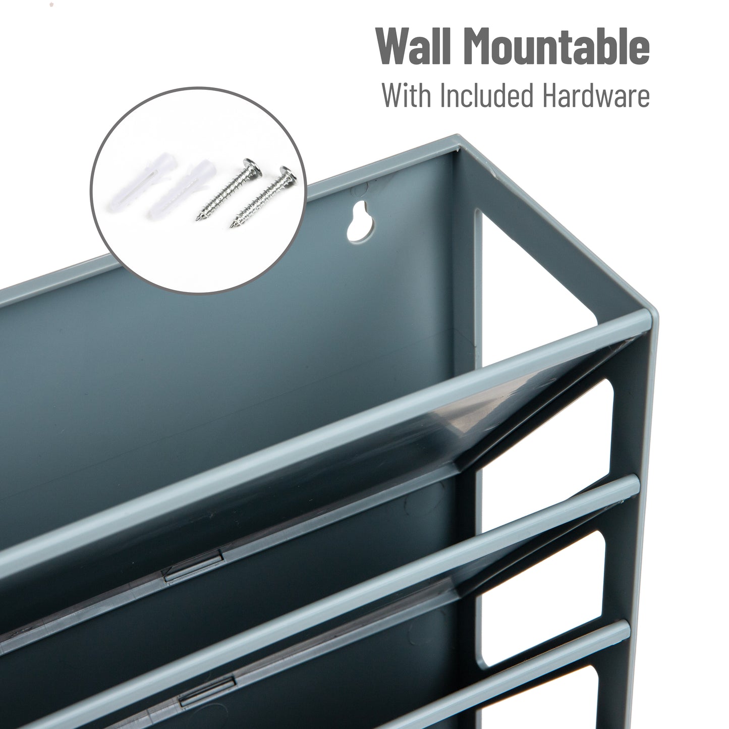 Mind Reader 5-Tier Vertical File Storage, Desktop Organizer, Wall Mount, Office, Plastic, 13"L x 4.25"W x 16"H