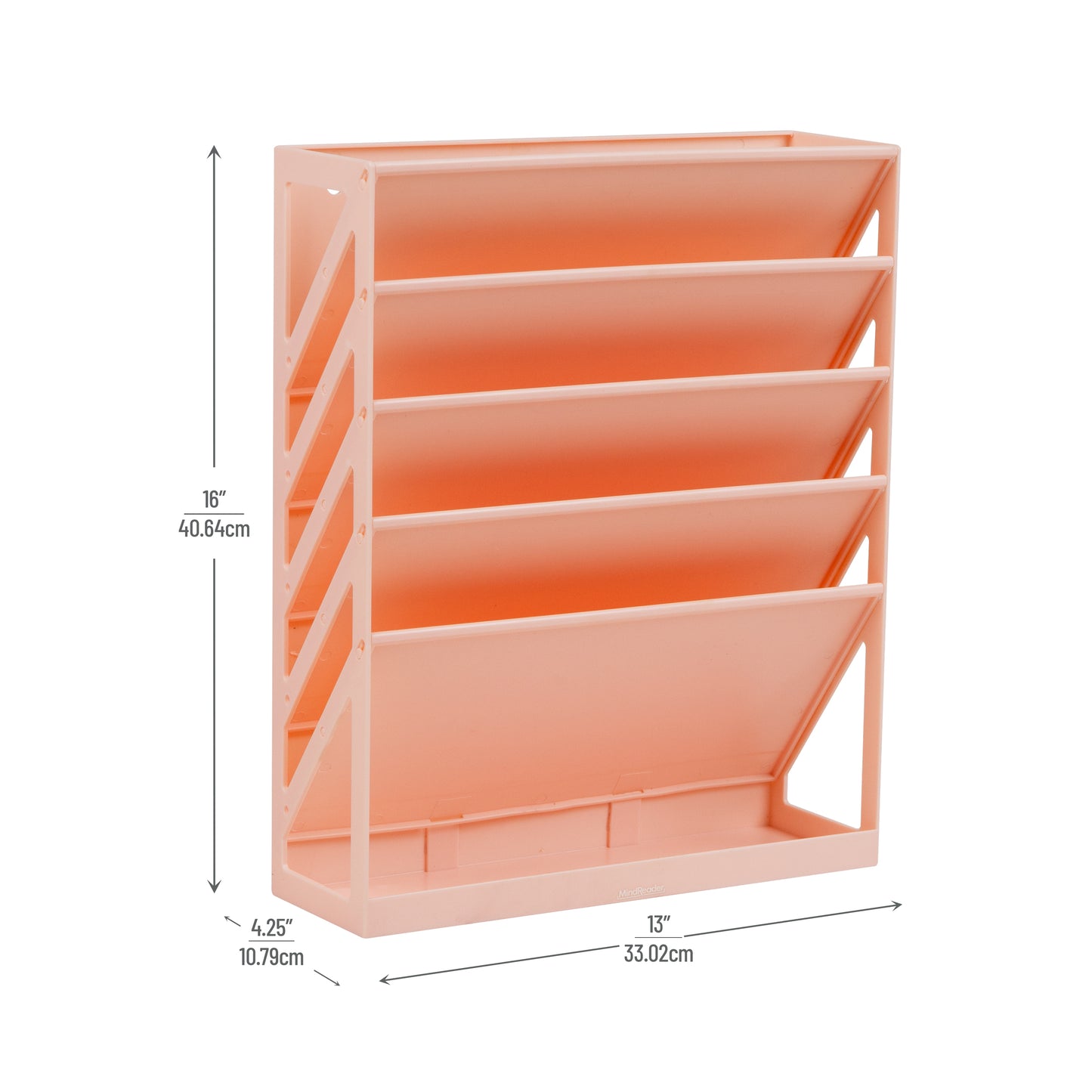 Mind Reader 5-Tier Vertical File Storage, Desktop Organizer, Wall Mount, Office, Plastic, 13"L x 4.25"W x 16"H