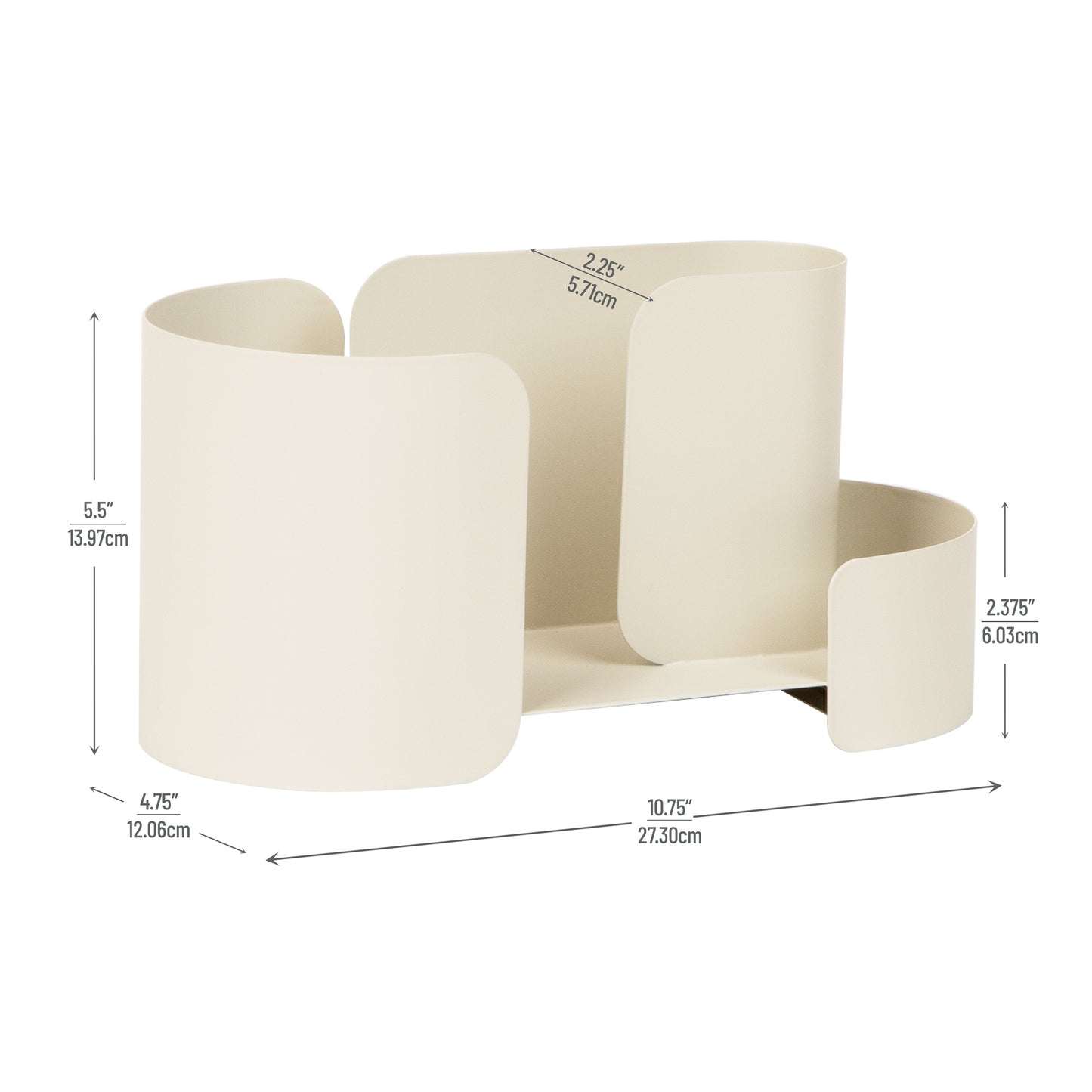 Mind Reader Hanging Accessory Organizer, Adhesive Wall-Mounted Shelf with Hooks for Home, Office, Dorm, or Bathroom, Metal, Tan